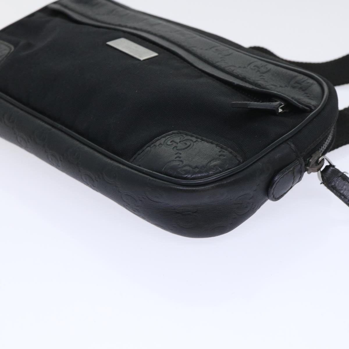 GUCCI Guccissima Waist bag Nylon Leather Black 162417 tb905