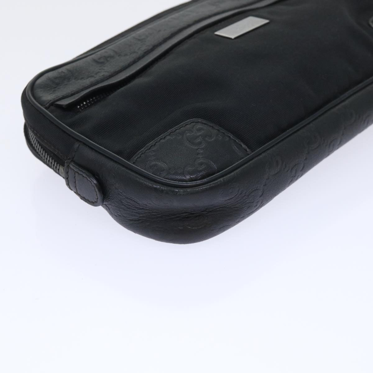 GUCCI Guccissima Waist bag Nylon Leather Black 162417 tb905