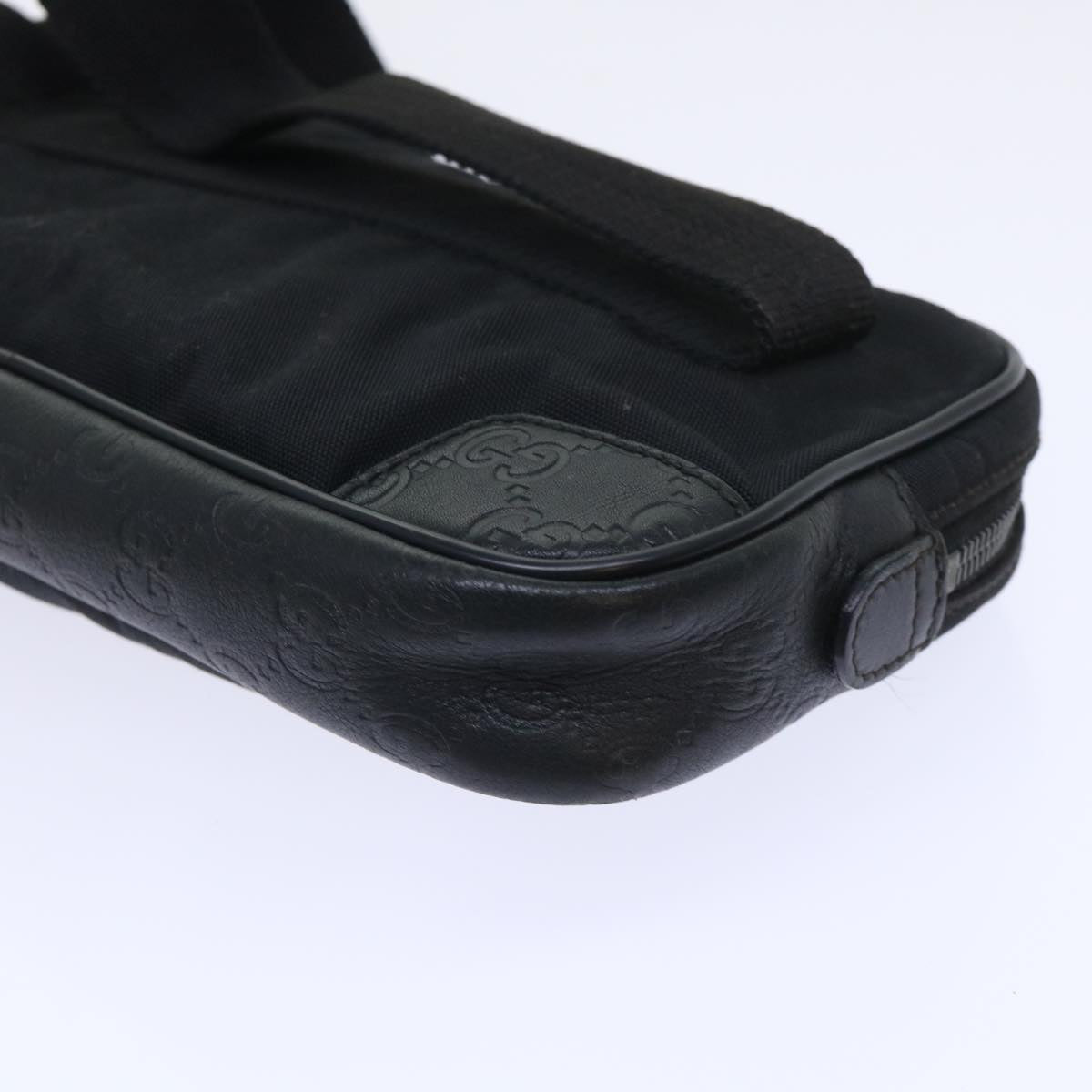 GUCCI Guccissima Waist bag Nylon Leather Black 162417 tb905