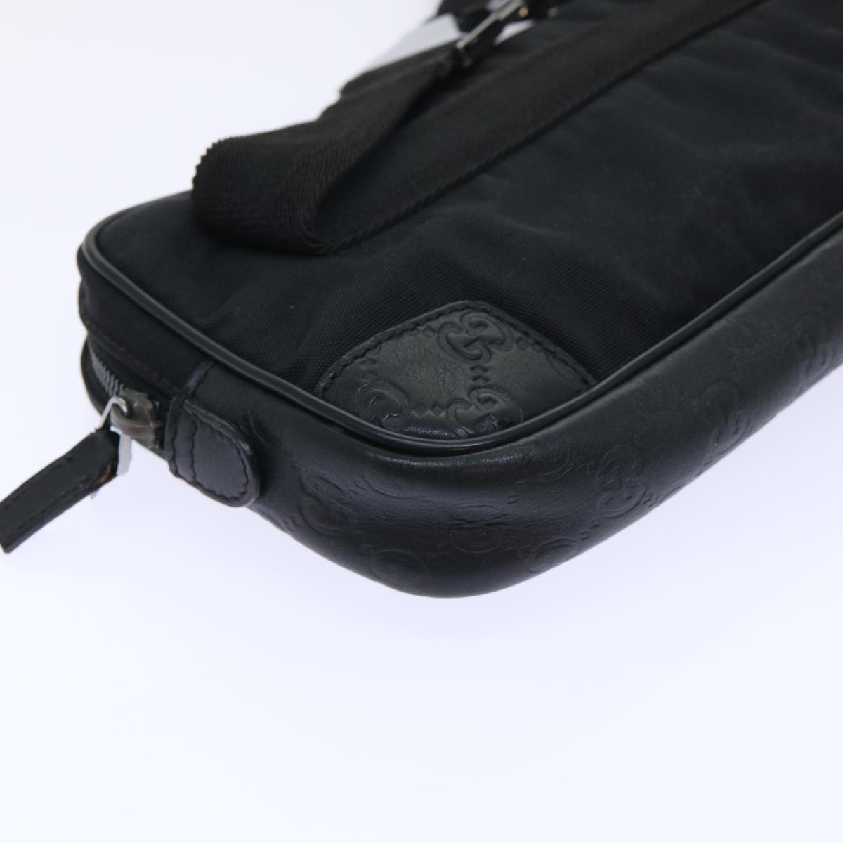 GUCCI Guccissima Waist bag Nylon Leather Black 162417 tb905