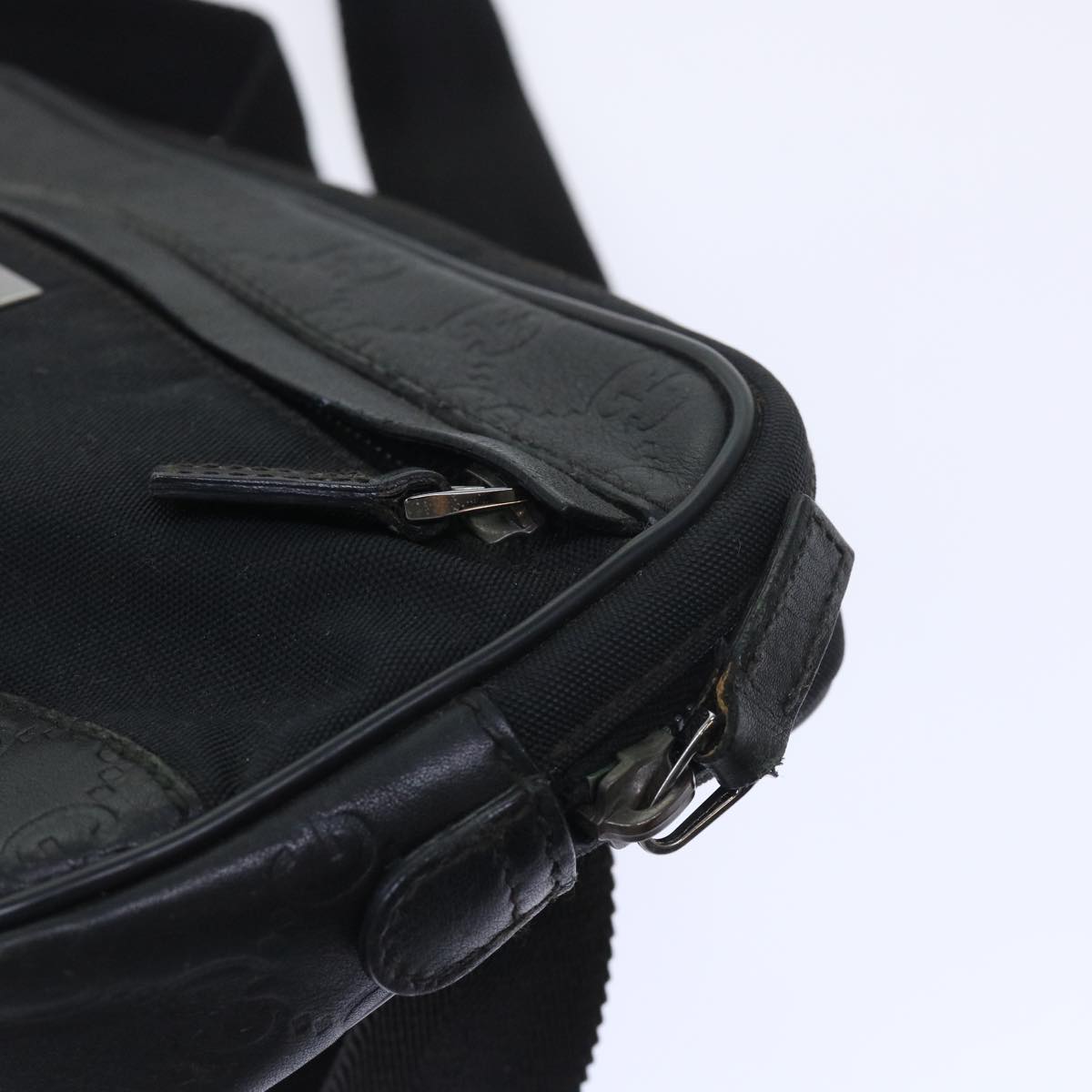 GUCCI Guccissima Waist bag Nylon Leather Black 162417 tb905