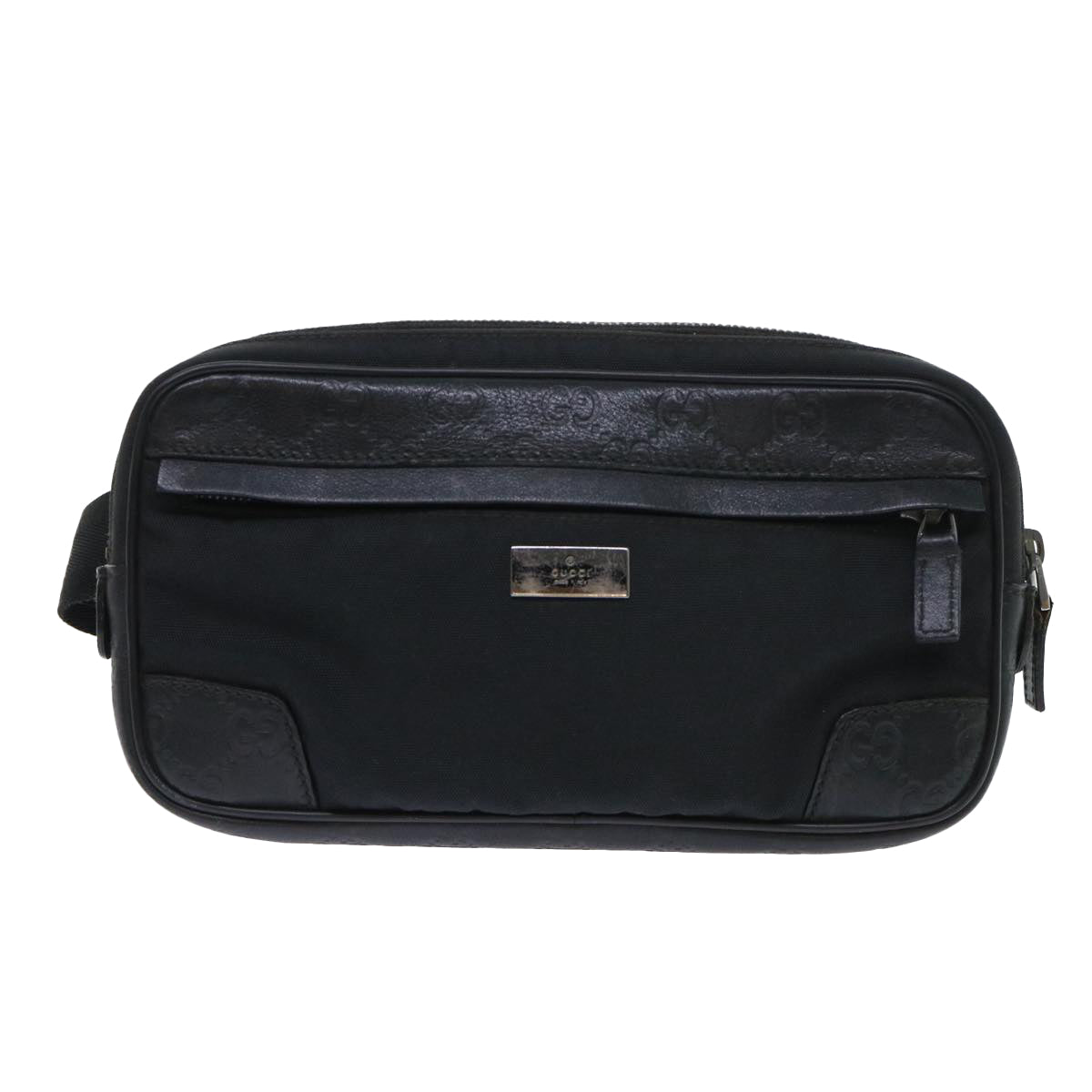 GUCCI Guccissima Waist bag Nylon Leather Black 162417 tb905