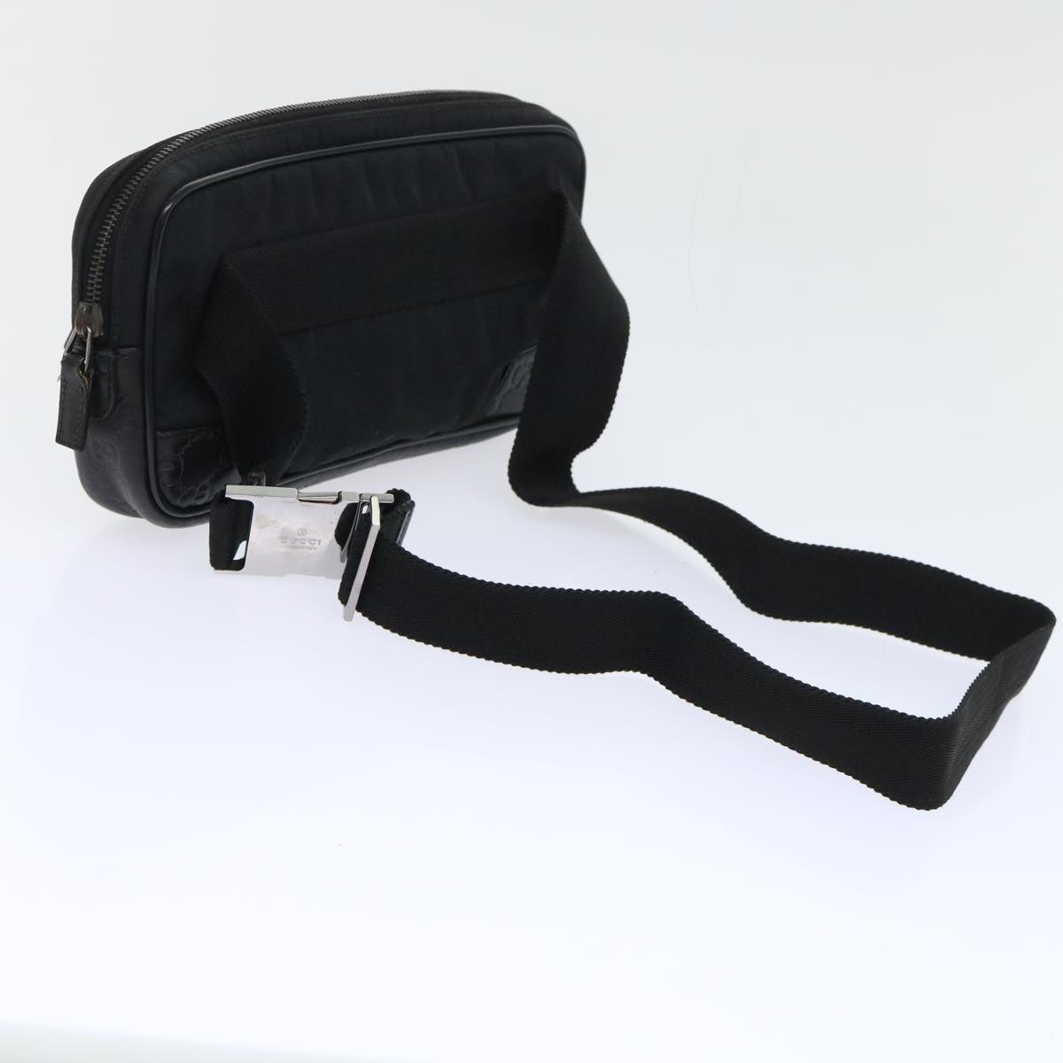 GUCCI Guccissima Waist bag Nylon Leather Black 162417 tb905