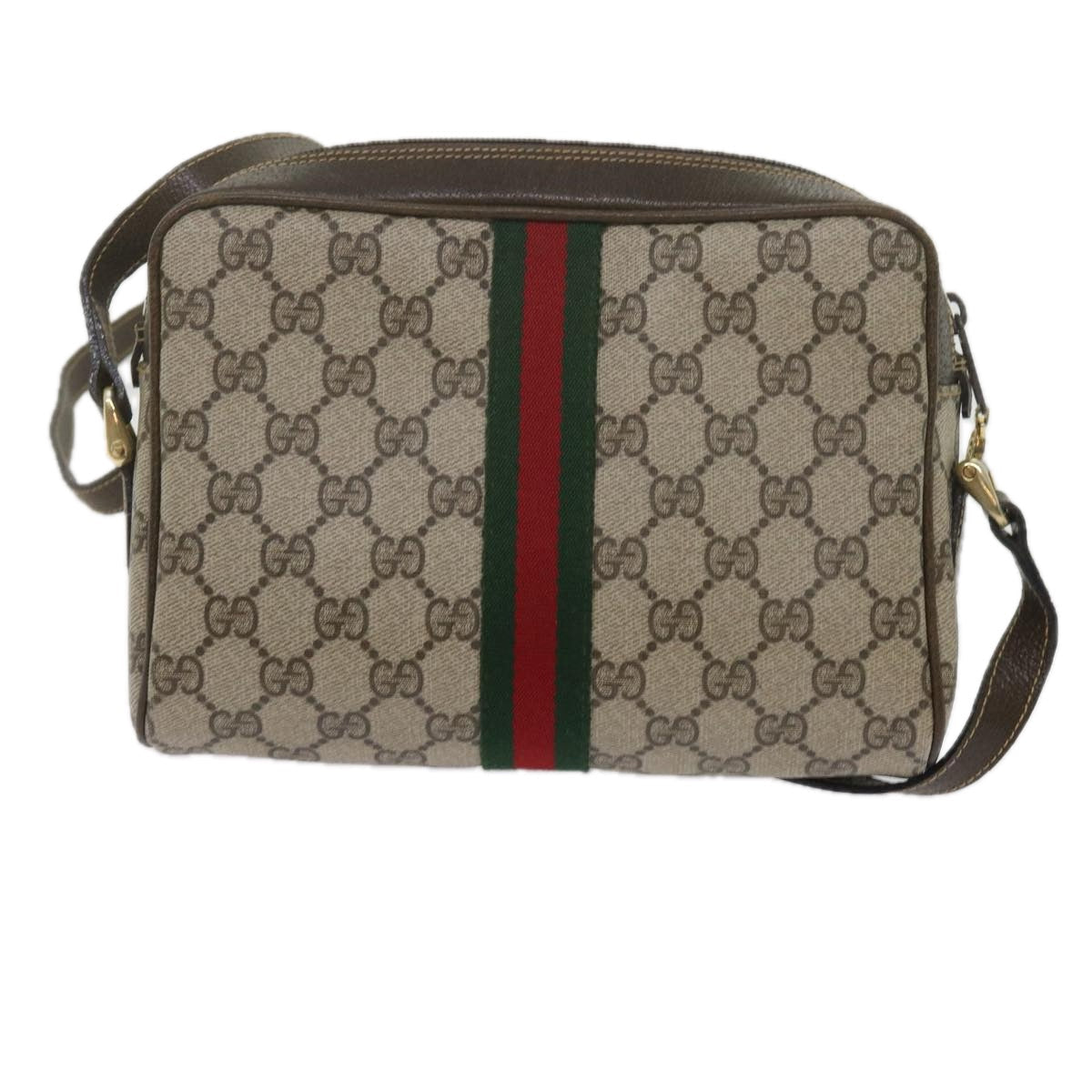 GUCCI GG Supreme Web Sherry Line Shoulder Bag Beige Red Green 010 378 tb988