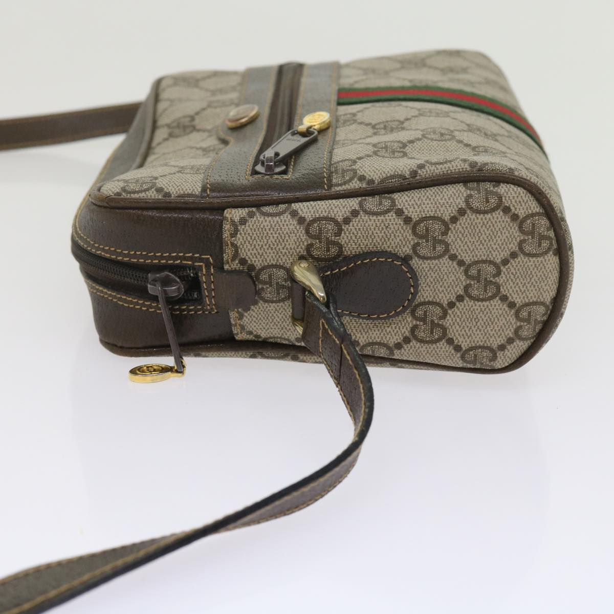 GUCCI GG Supreme Web Sherry Line Shoulder Bag Beige Red Green 010 378 tb988