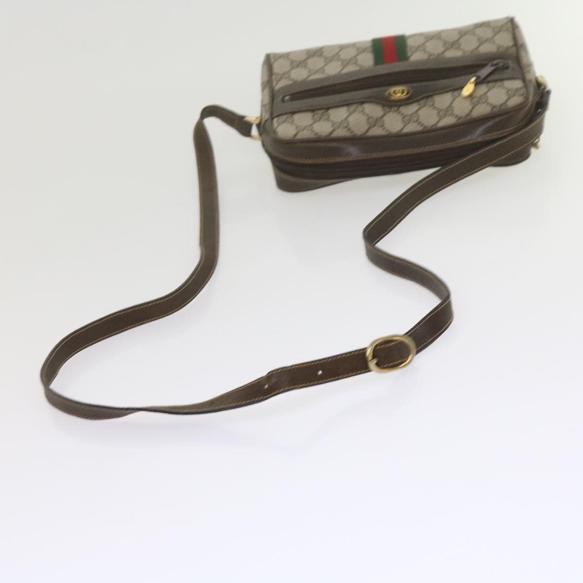 GUCCI GG Supreme Web Sherry Line Shoulder Bag Beige Red Green 010 378 tb988