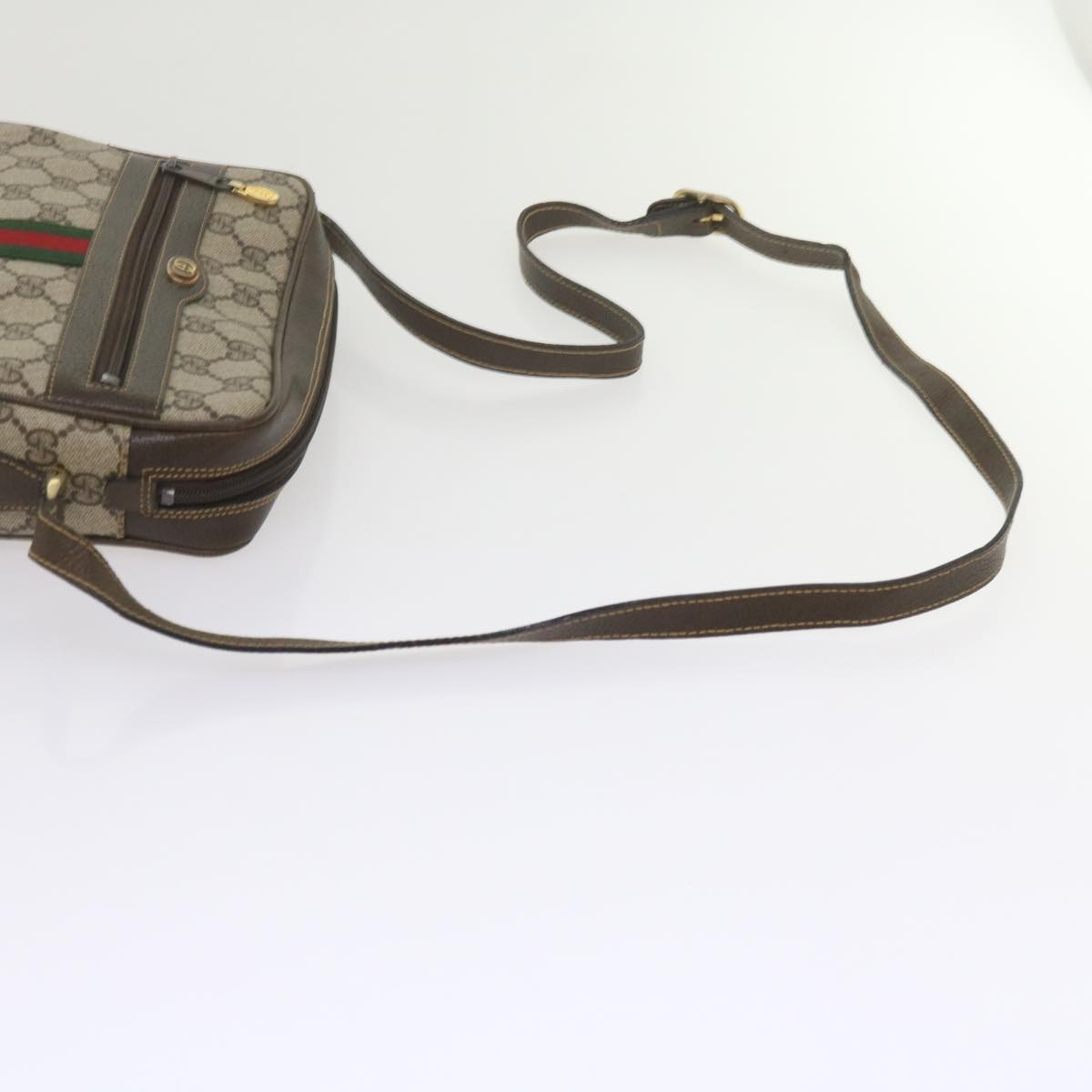 GUCCI GG Supreme Web Sherry Line Shoulder Bag Beige Red Green 010 378 tb988