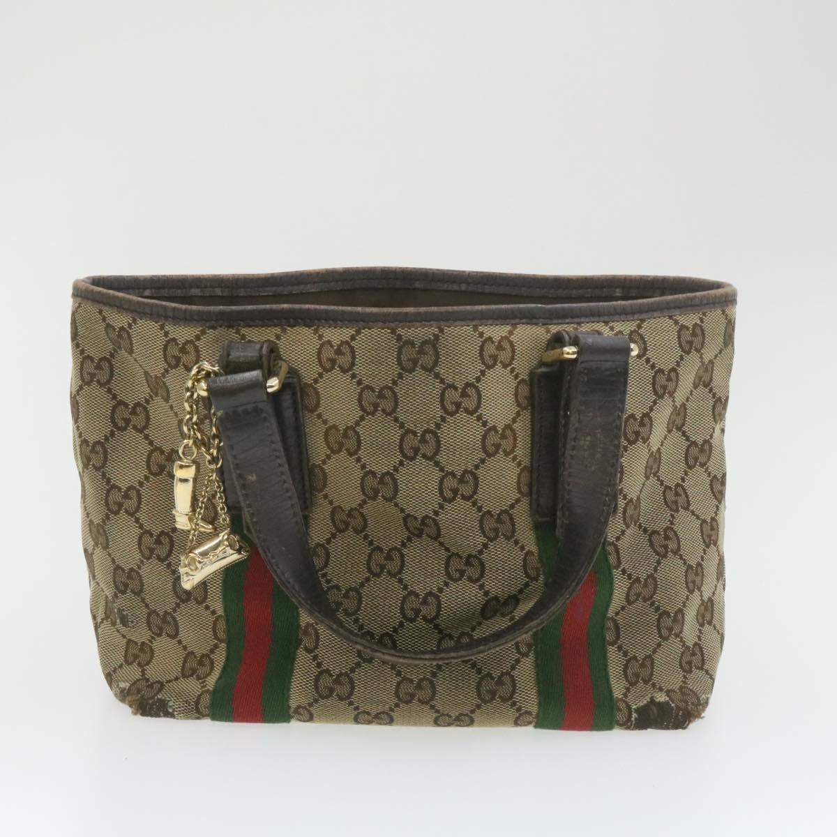 GUCCI Web Sherry Line GG Canvas Hand Shoulder Bag 2Set Beige th1038