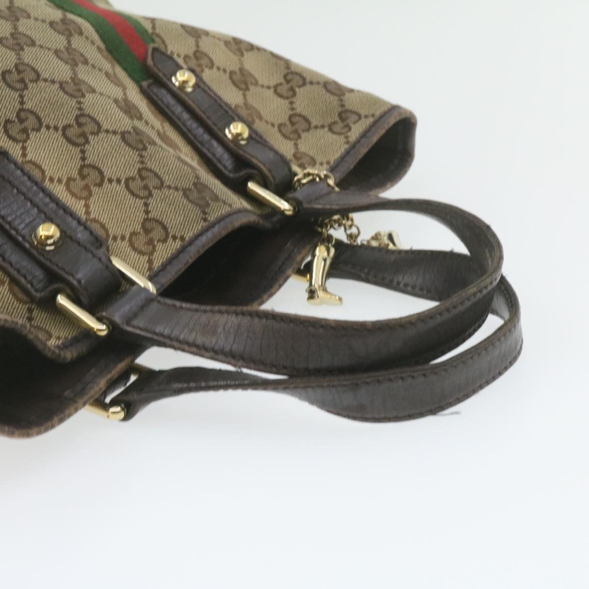 GUCCI Web Sherry Line GG Canvas Hand Shoulder Bag 2Set Beige th1038