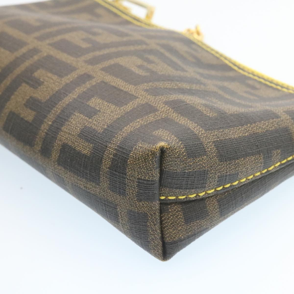 FENDI Zucca Canvas Chain Accessory Pouch Brown Black th2113