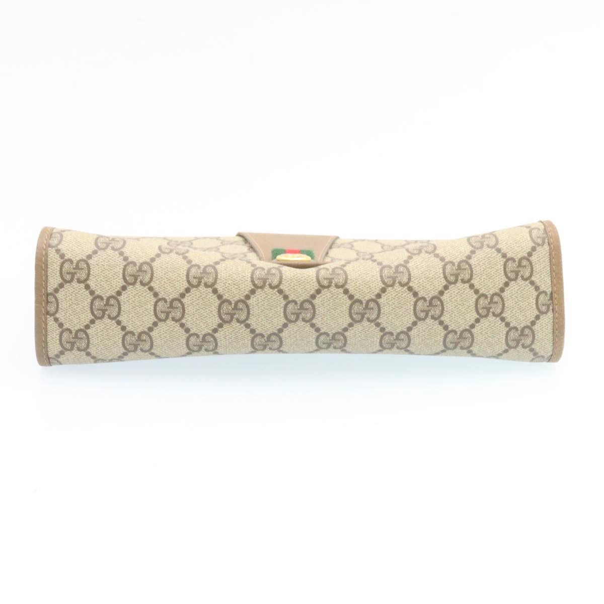 GUCCI Web Sherry Line GG Canvas Clutch Bag Beige Red Green th2124