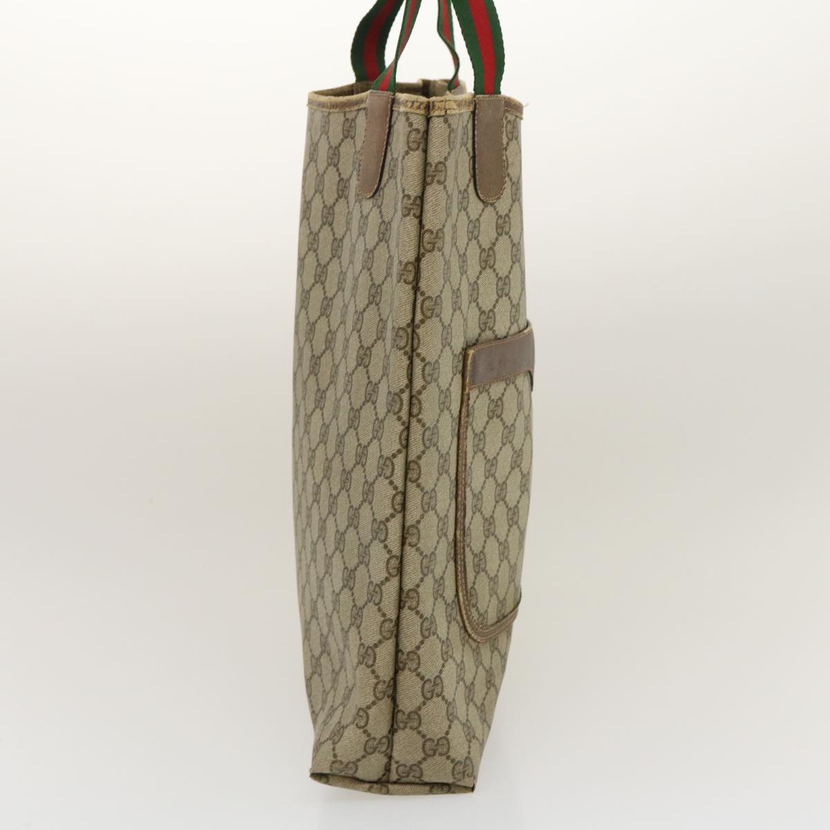 GUCCI Web Sherry Line GG Canvas Tote Bag Red Green Brown th2640