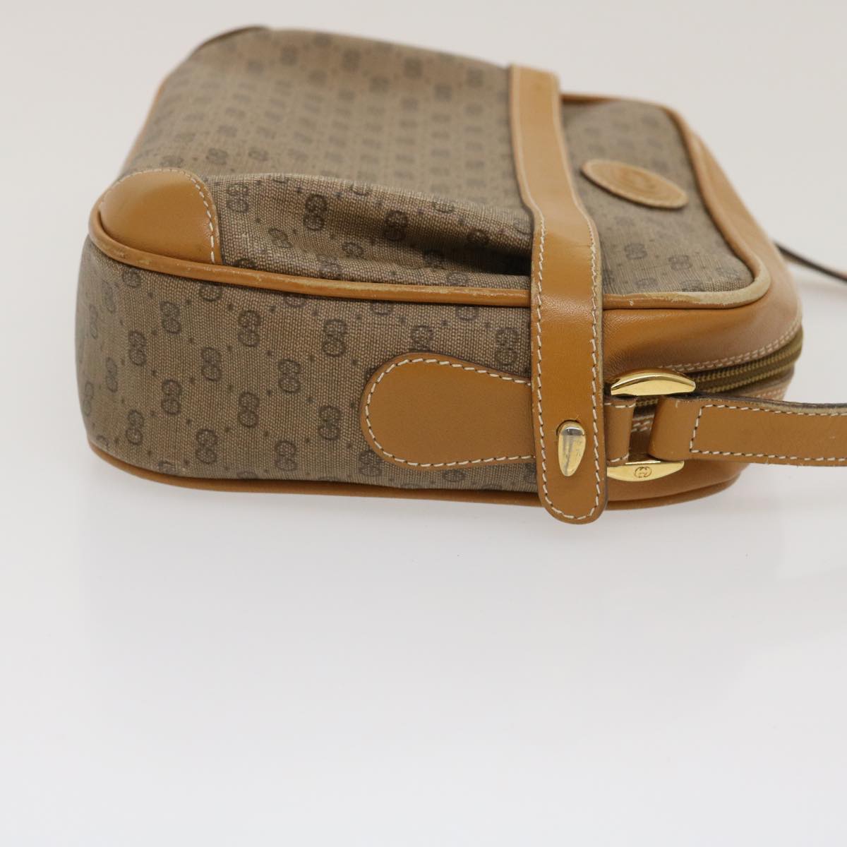 GUCCI Micro GG Canvas Shoulder Bag PVC Leather Beige Brown th2698