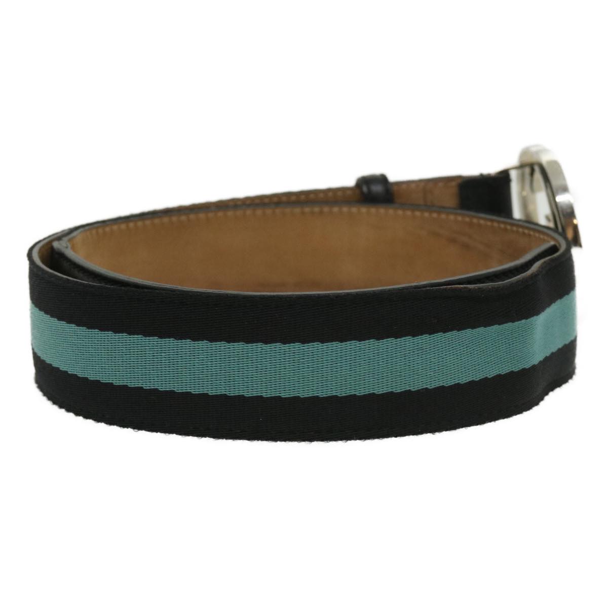 GUCCI Sherry Line Soho Belt Black Light Blue th2760