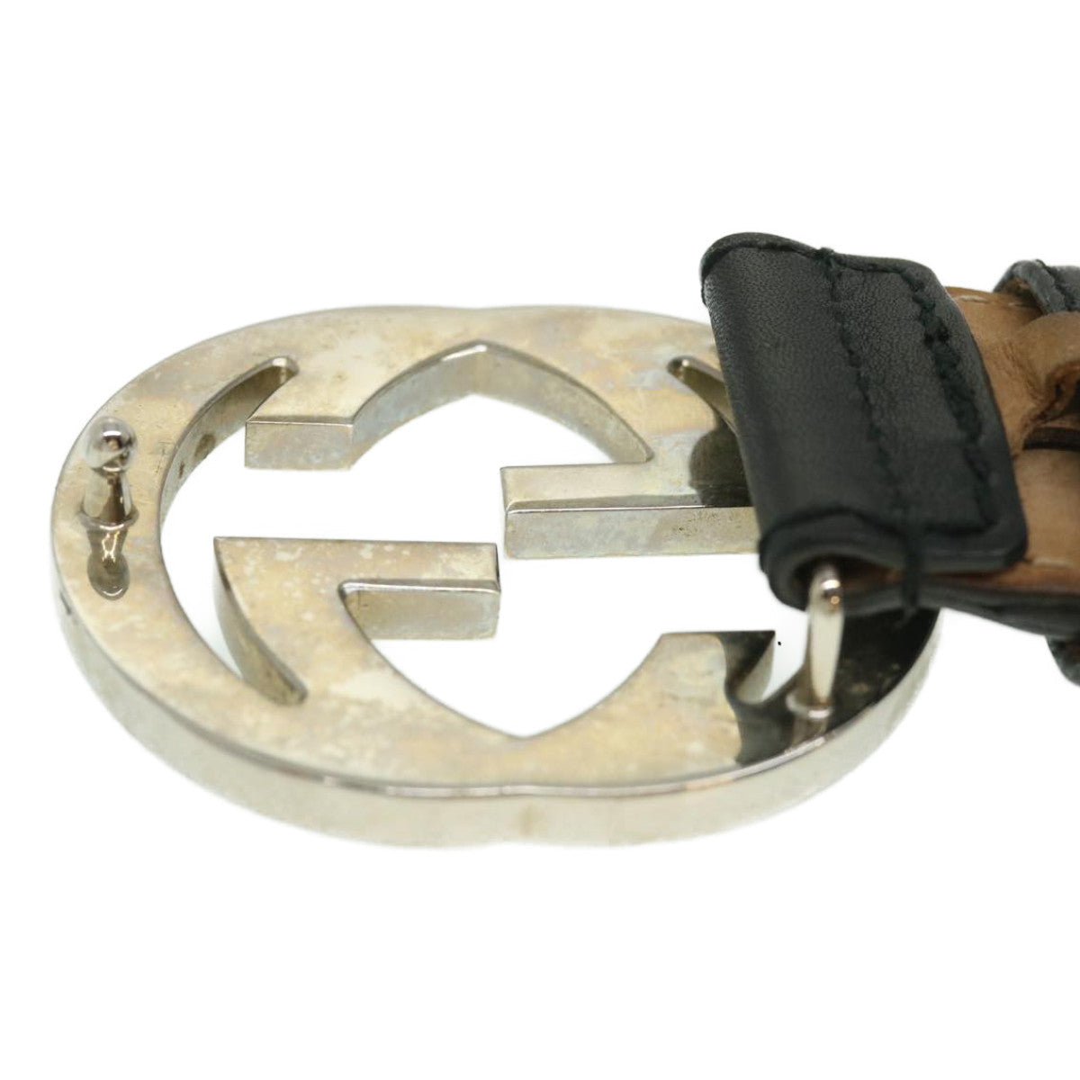 GUCCI Sherry Line Soho Belt Black Light Blue th2760