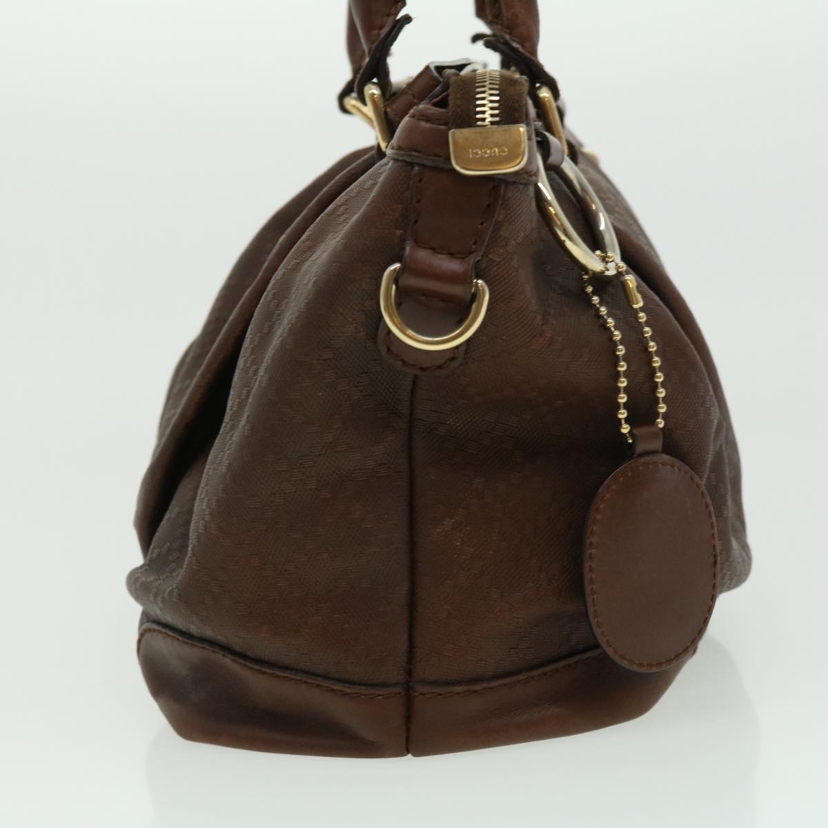 GUCCI Diamant Hand Bag Leather 2way Brown th2885