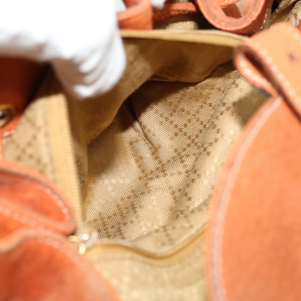 GUCCI Bamboo Backpack Suede Leather Orange th3041