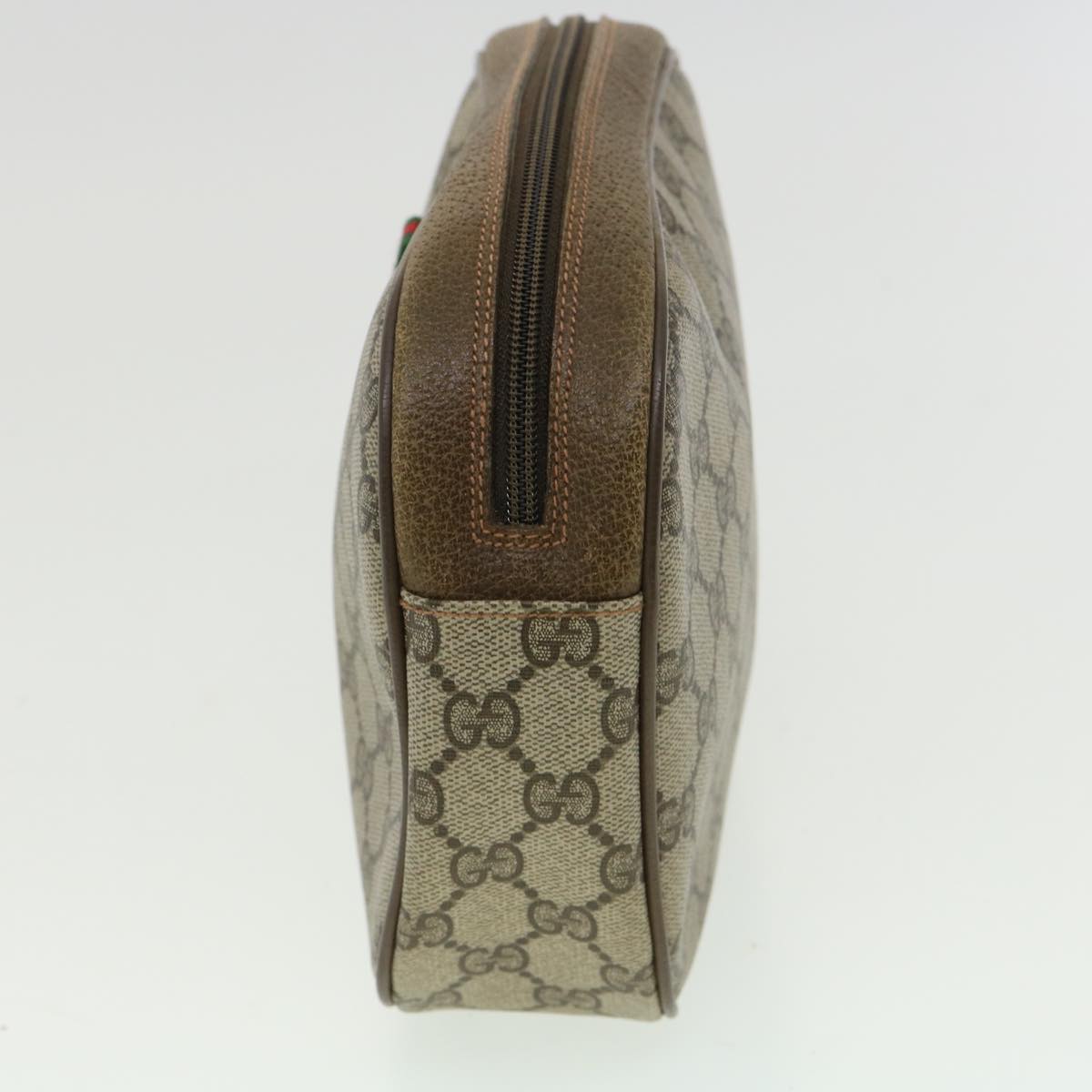 GUCCI GG Canvas Web Sherry Line Clutch Bag PVC Beige Red Green th3090