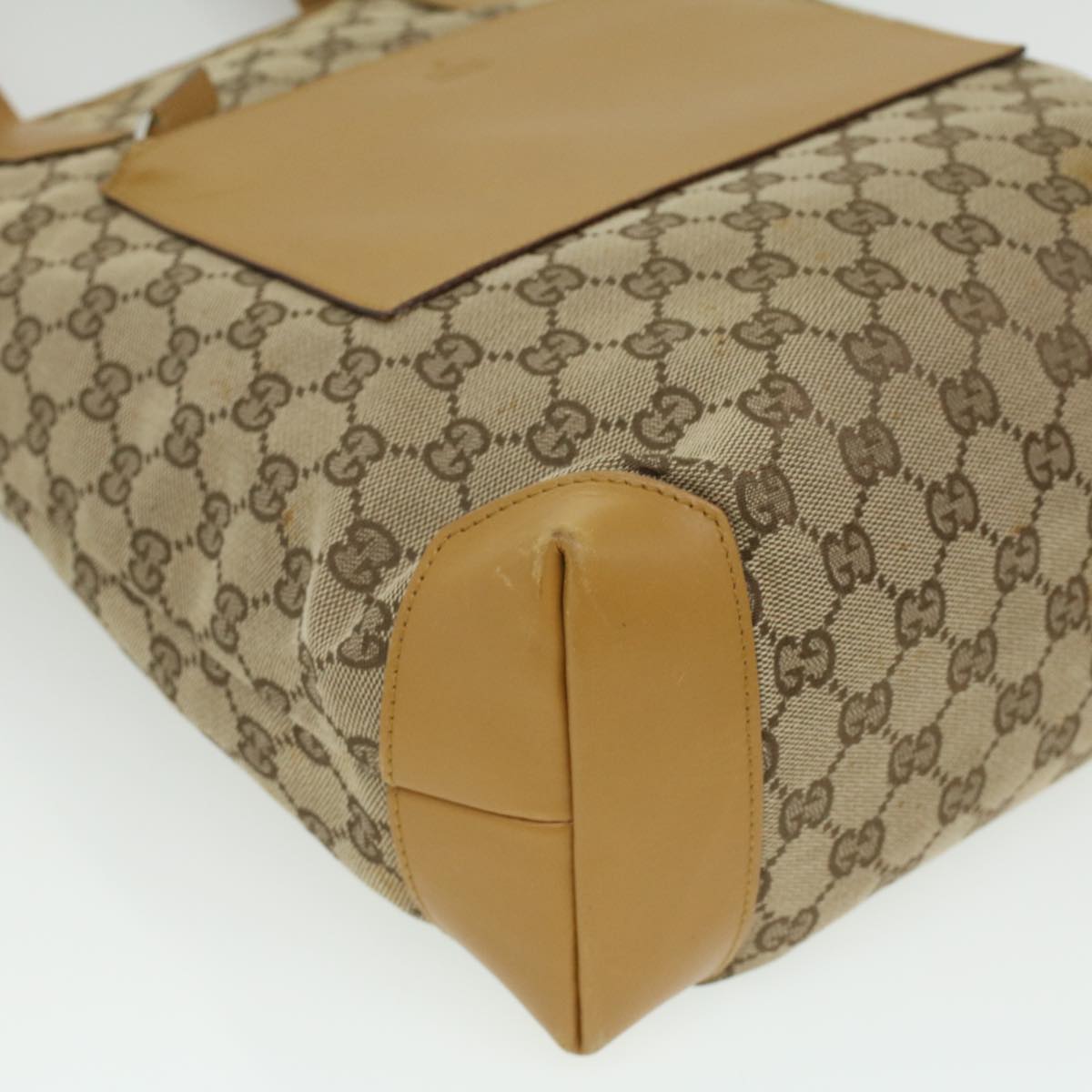 GUCCI Sherry Line GG Canvas Tote Bag Beige Red Brown th3191