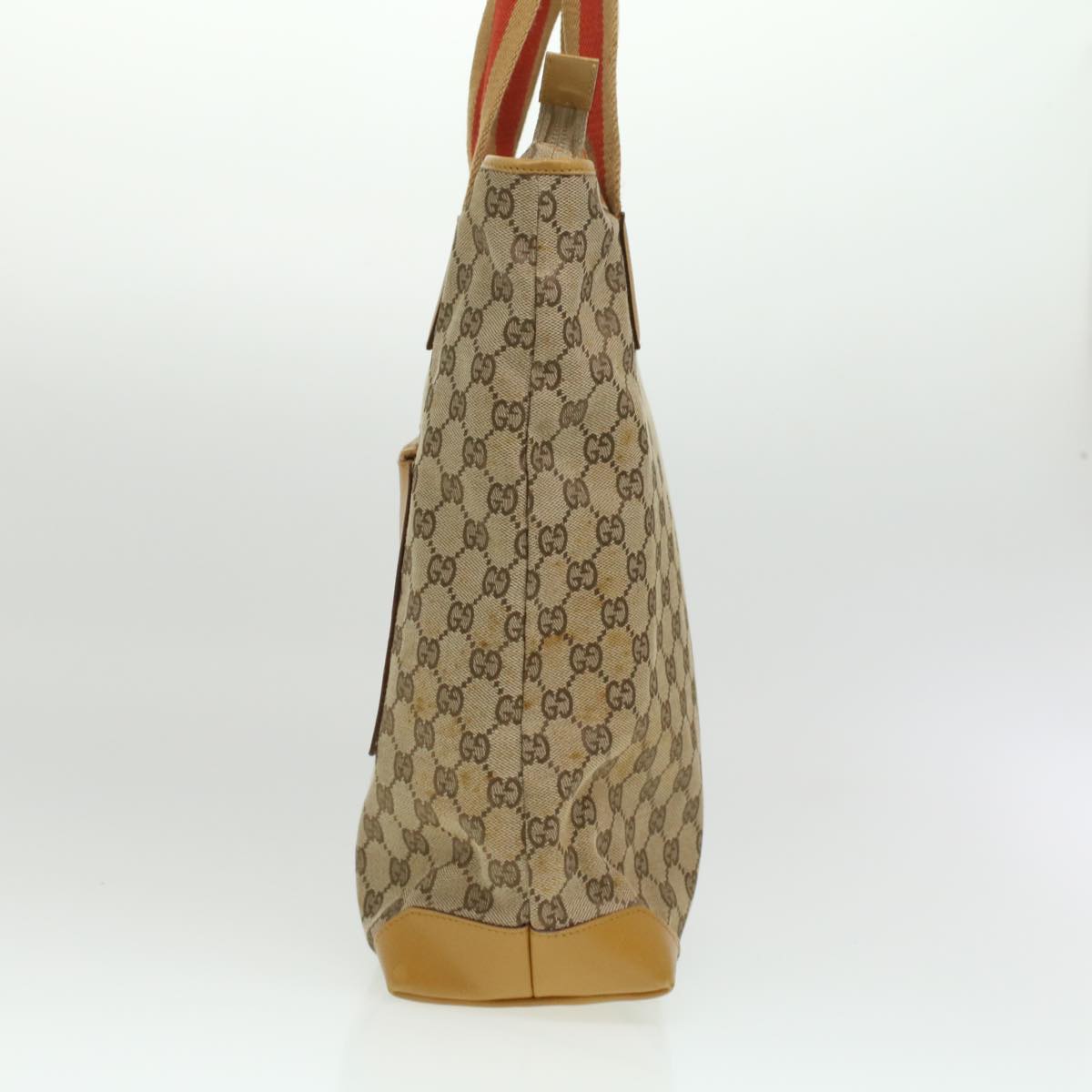 GUCCI Sherry Line GG Canvas Tote Bag Beige Red Brown th3191