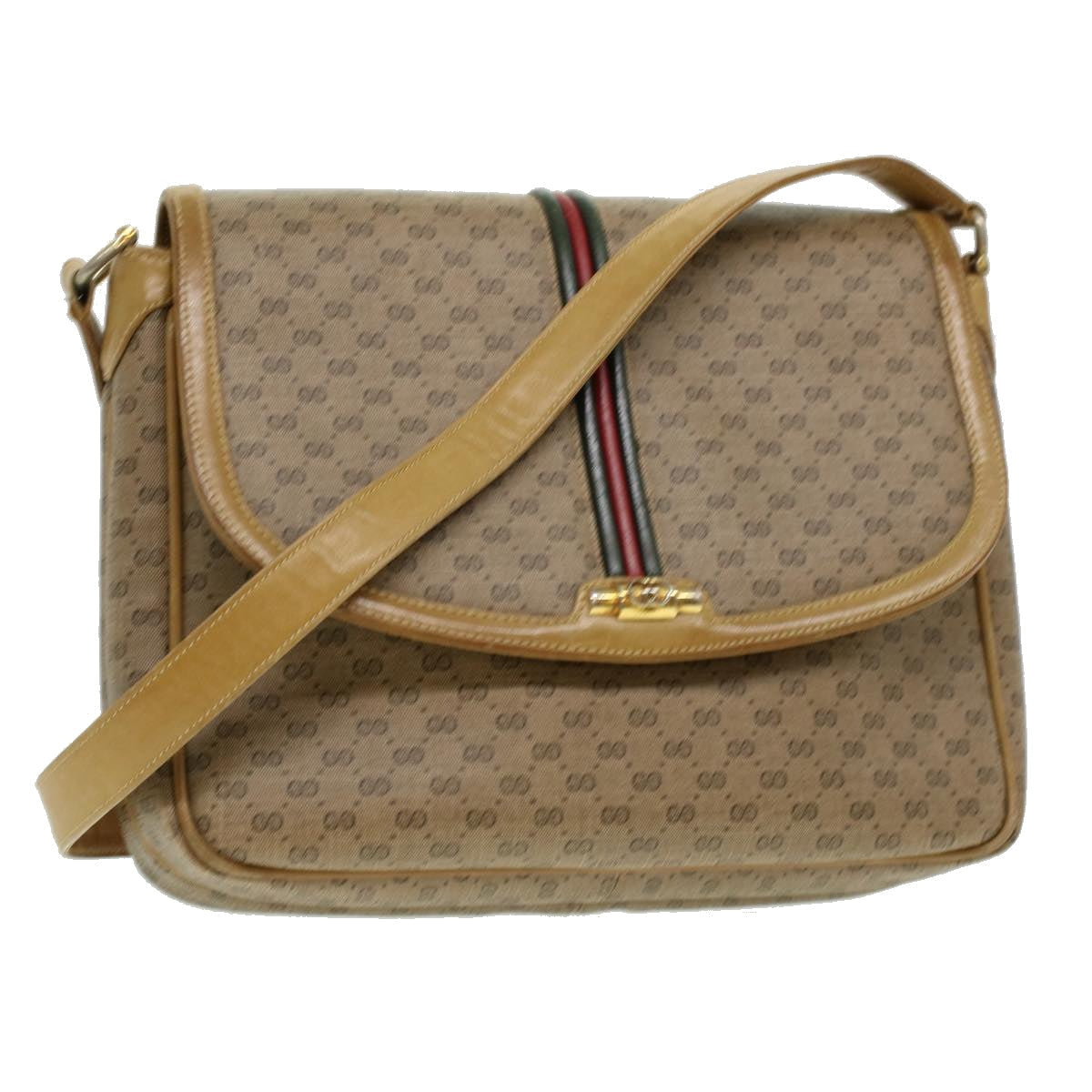 GUCCI Micro GG Canvas Shoulder Bag Beige th3237