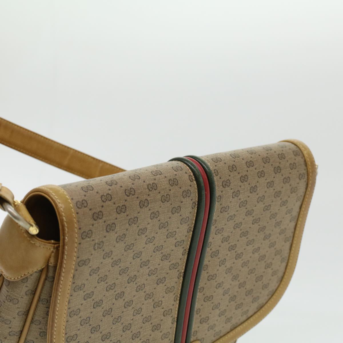 GUCCI Micro GG Canvas Shoulder Bag Beige th3237