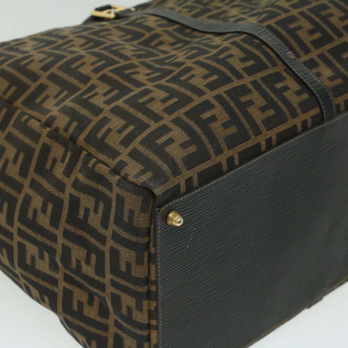 FENDI Zucca Canvas Hand Bag Brown Black th3287