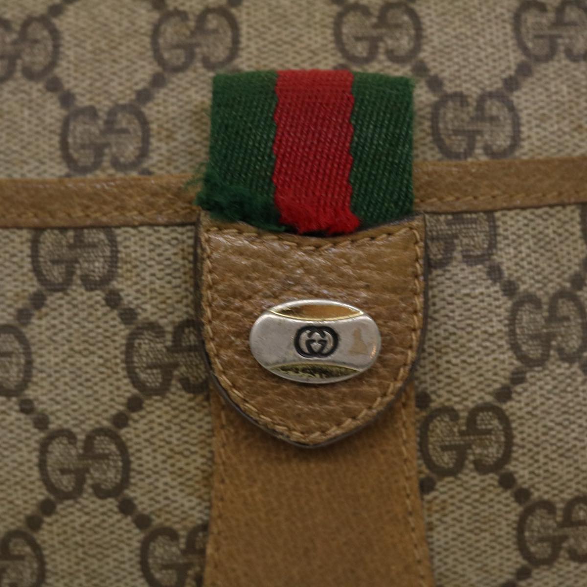GUCCI GG Canvas Web Sherry Line Shoulder Bag Beige Red Green 8902032 th3418