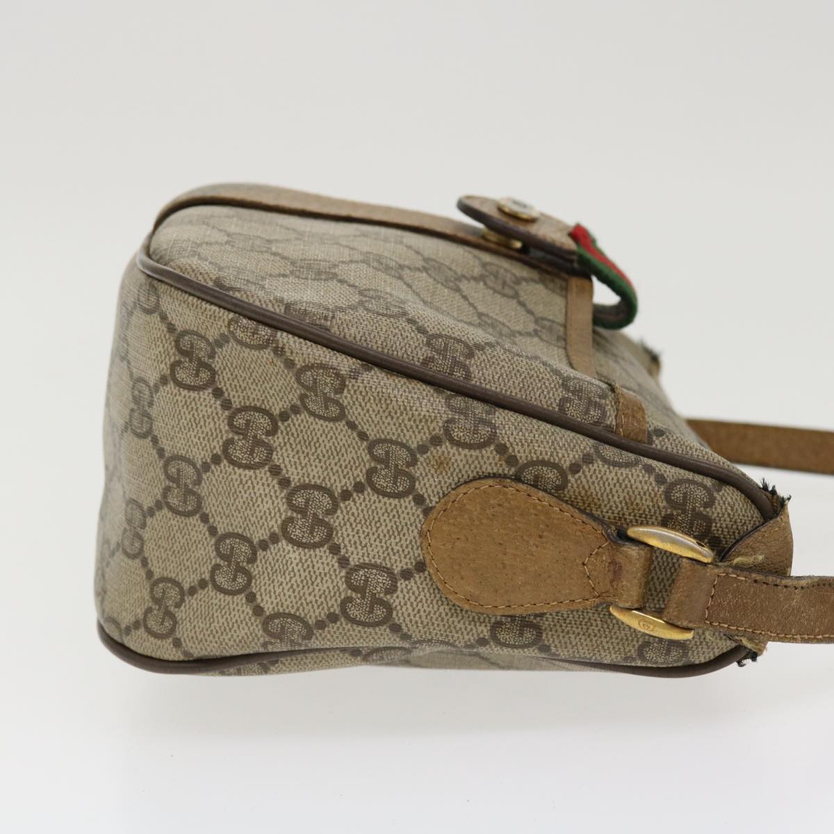 GUCCI GG Canvas Web Sherry Line Shoulder Bag Beige Red Green 8902032 th3418