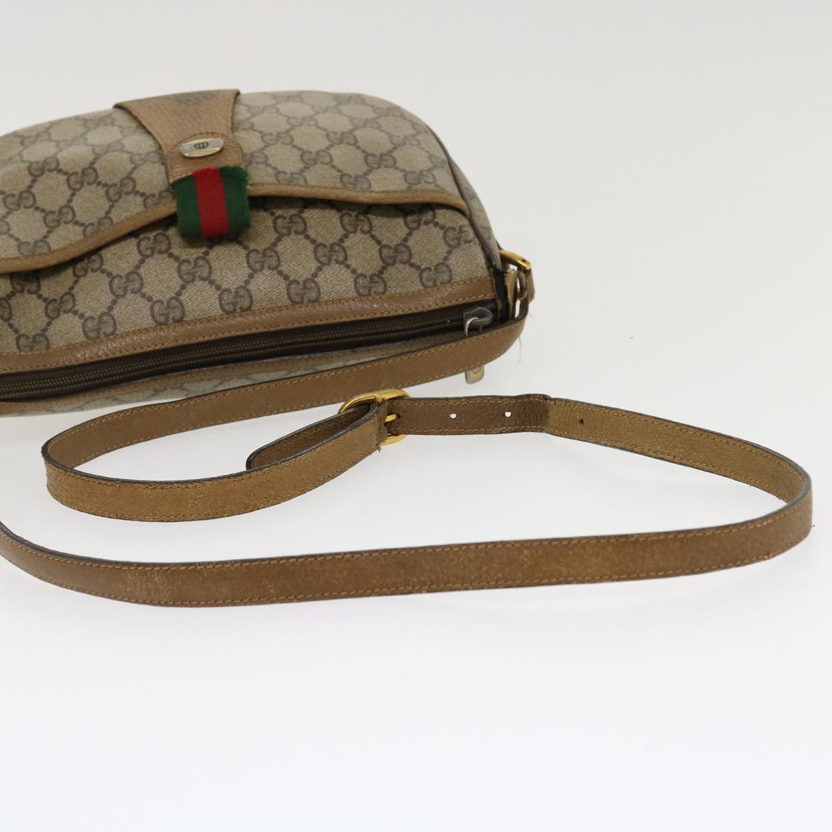 GUCCI GG Canvas Web Sherry Line Shoulder Bag Beige Red Green 8902032 th3418