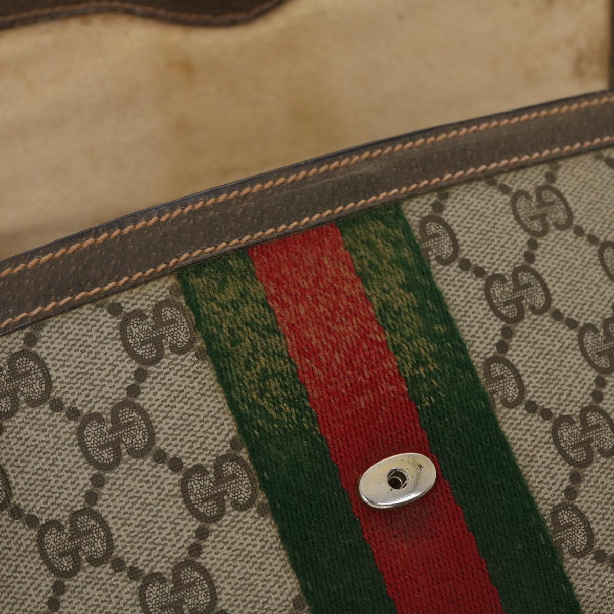 GUCCI GG Canvas Web Sherry Line Clutch Bag Beige Red Green 8901006 th3548