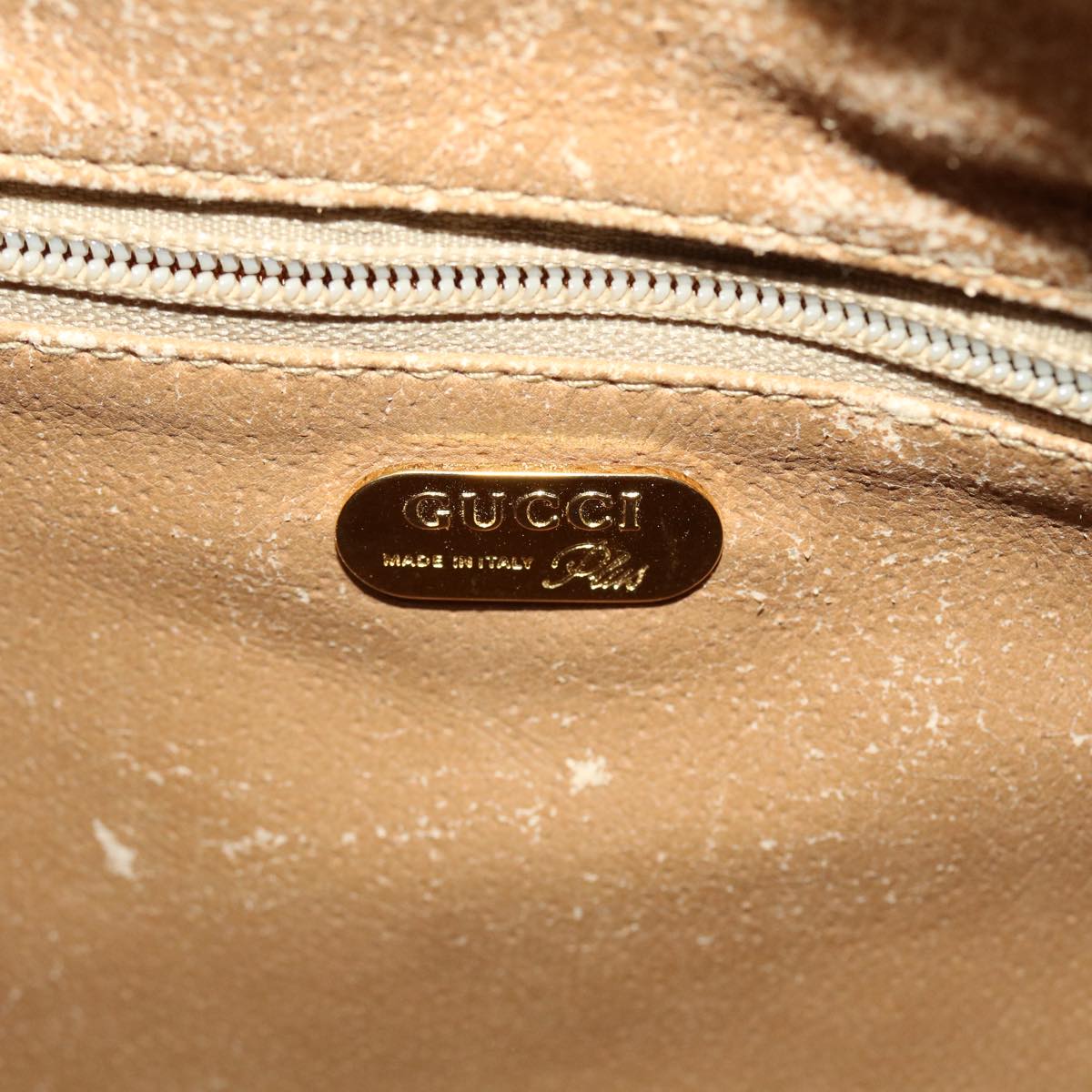 GUCCI GG Plus Canvas Boston Bag PVC Leather Beige th3568