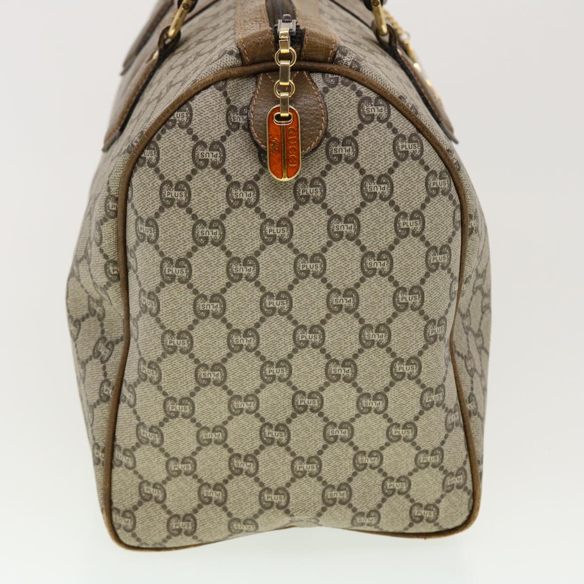 GUCCI GG Plus Canvas Boston Bag PVC Leather Beige th3568