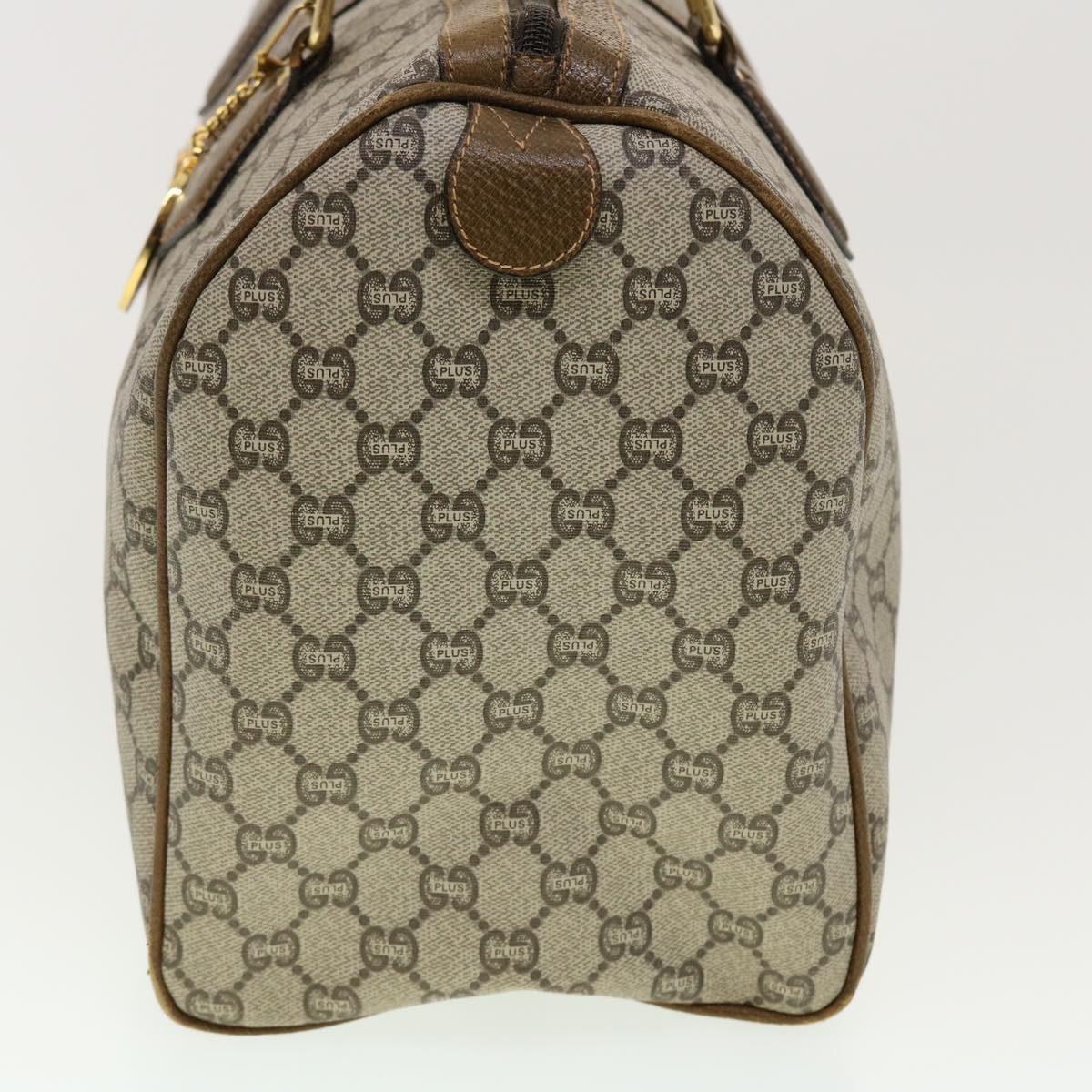 GUCCI GG Plus Canvas Boston Bag PVC Leather Beige th3568