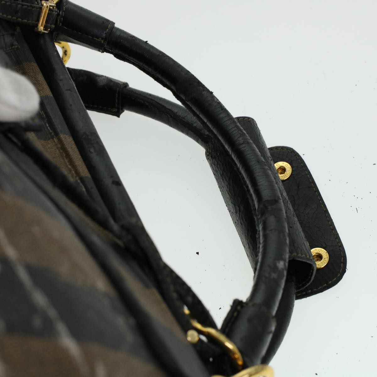 FENDI Pecan Canvas Shoulder Bag 2way Black Brown th3595