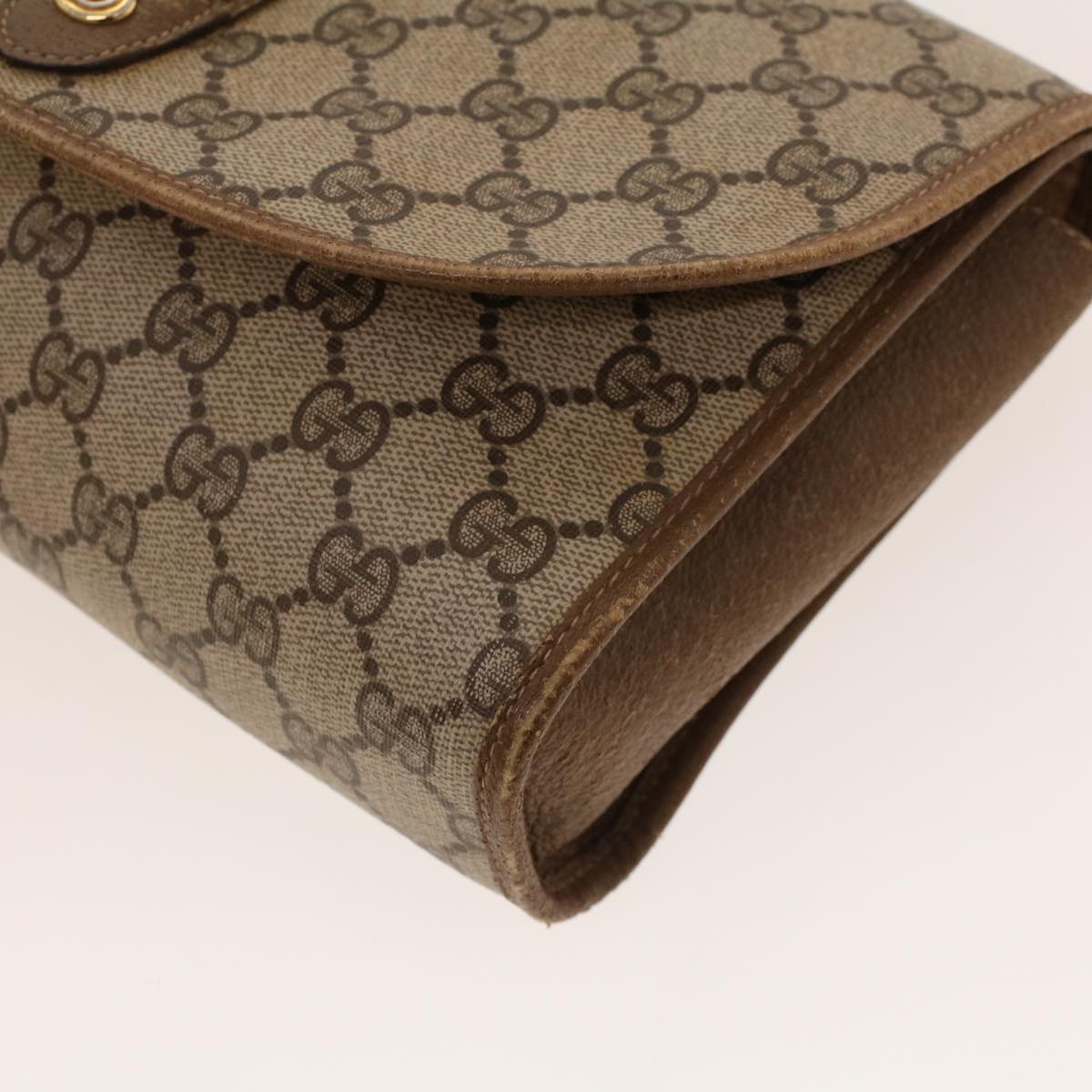 GUCCI GG Canvas Web Sherry Line Clutch Bag Beige Red Green 89.01.030 th3599