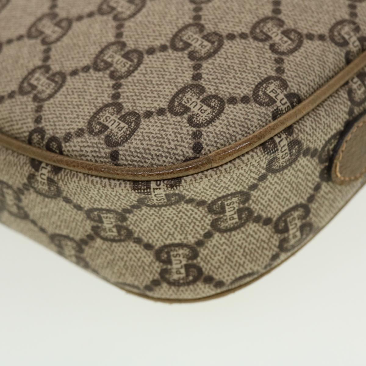GUCCI GG Plus Canvas Shoulder Bag PVC Leather Beige th3682