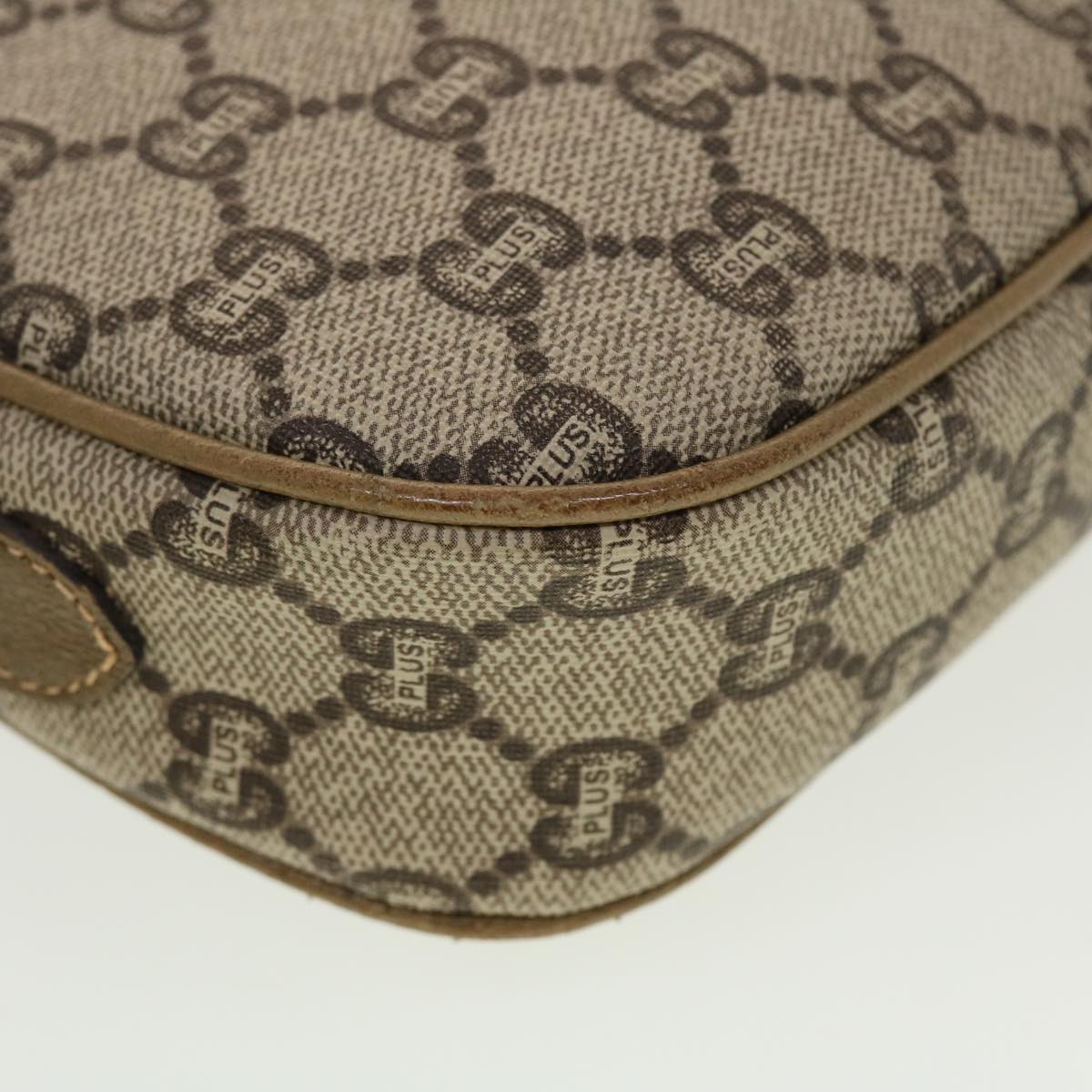 GUCCI GG Plus Canvas Shoulder Bag PVC Leather Beige th3682