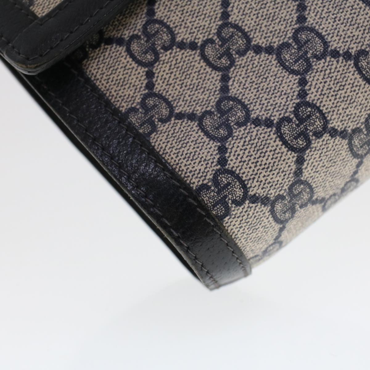 GUCCI GG Canvas Sherry Line Clutch Bag PVC Leather Gray Red Navy th3693