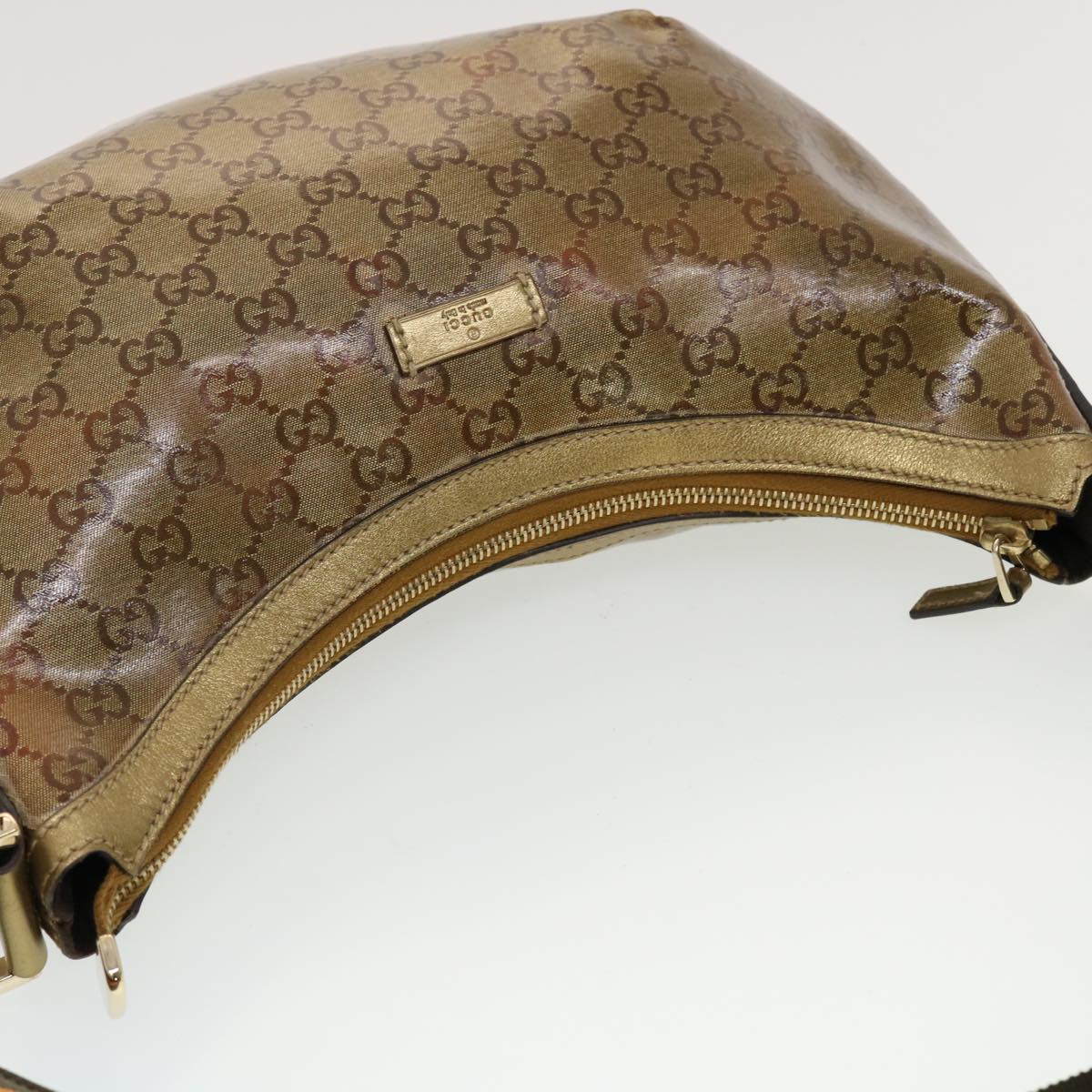 GUCCI GG Crystal Sherry Line Shoulder Bag Gold Brown Orange 181092 th3701