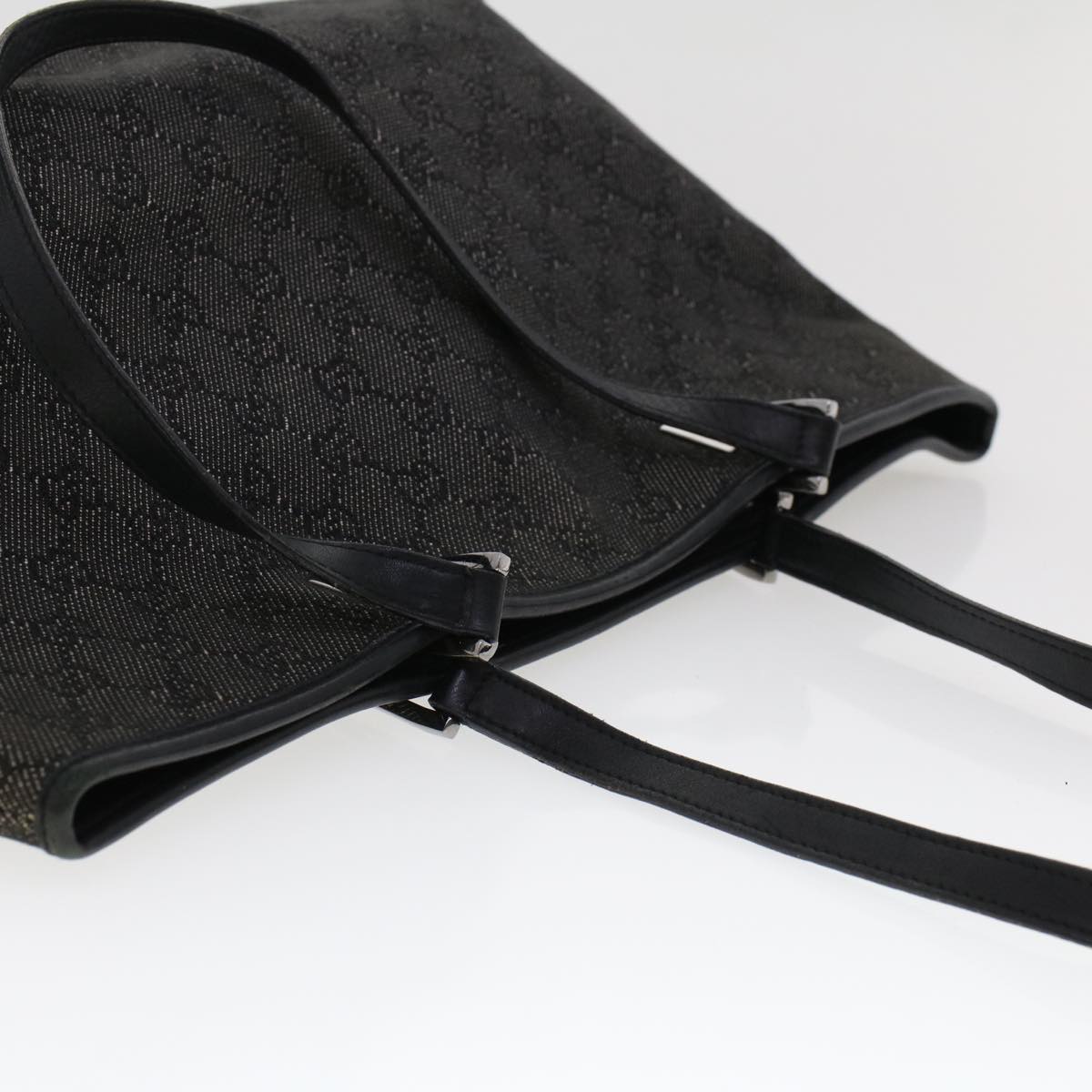 GUCCI GG Canvas Tote Bag Black 36173 1705 th3729