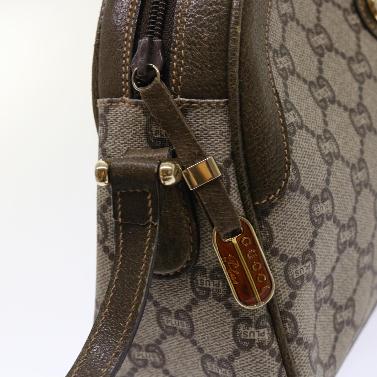 GUCCI GG Plus Canvas Shoulder Bag PVC Leather Beige th3769