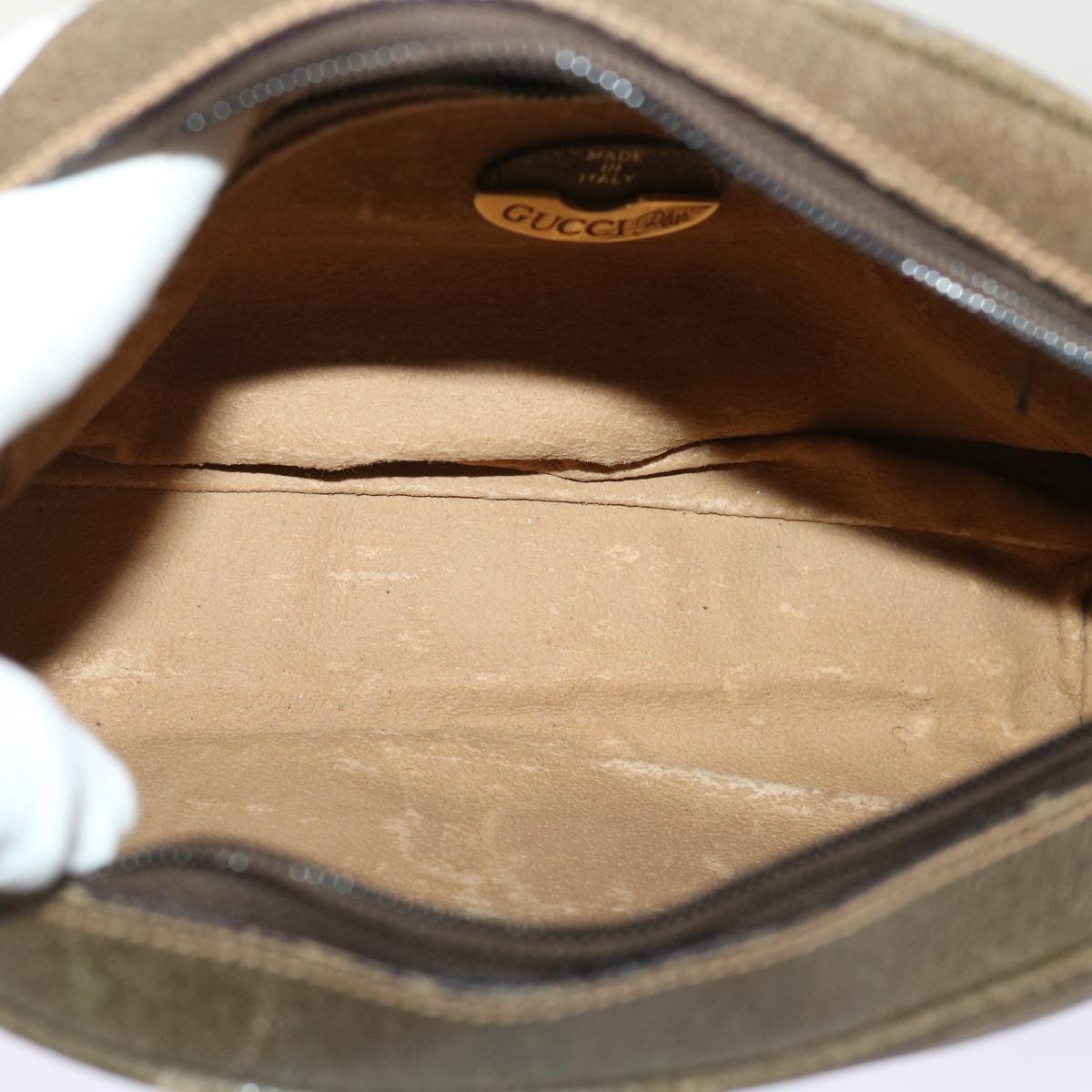 GUCCI GG Plus Canvas Shoulder Bag PVC Leather Beige th3769