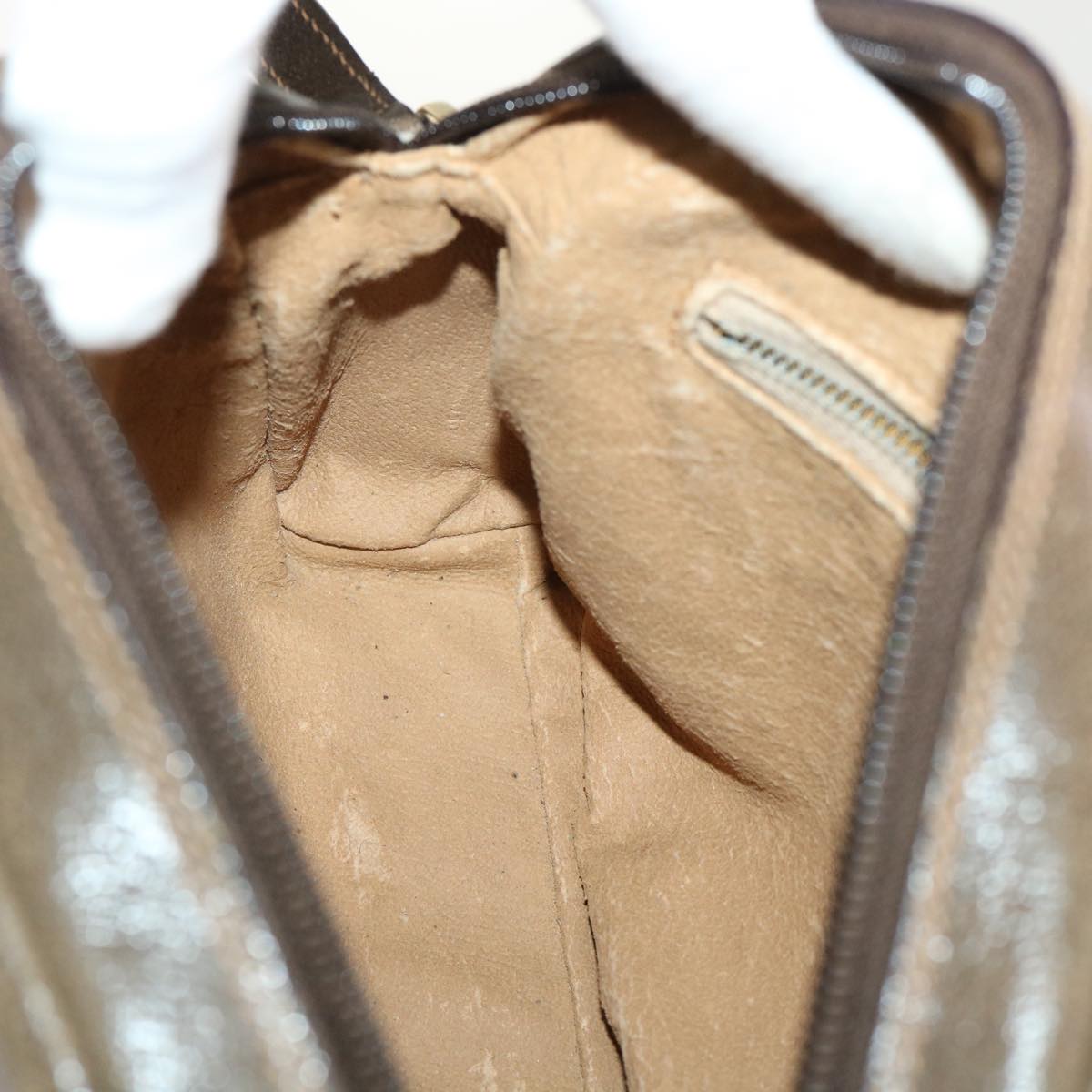 GUCCI GG Plus Canvas Shoulder Bag PVC Leather Beige th3769