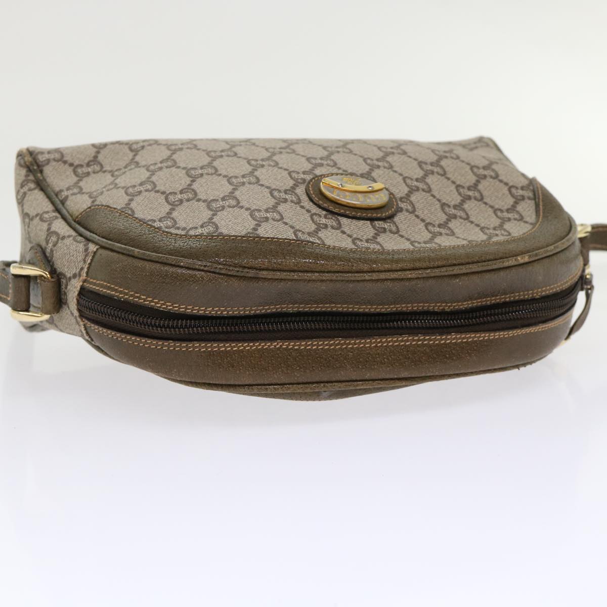 GUCCI GG Plus Canvas Shoulder Bag PVC Leather Beige th3769