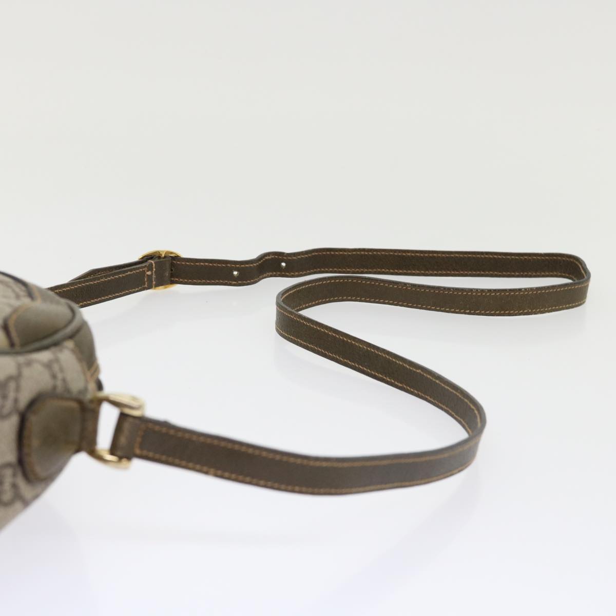 GUCCI GG Plus Canvas Shoulder Bag PVC Leather Beige th3769