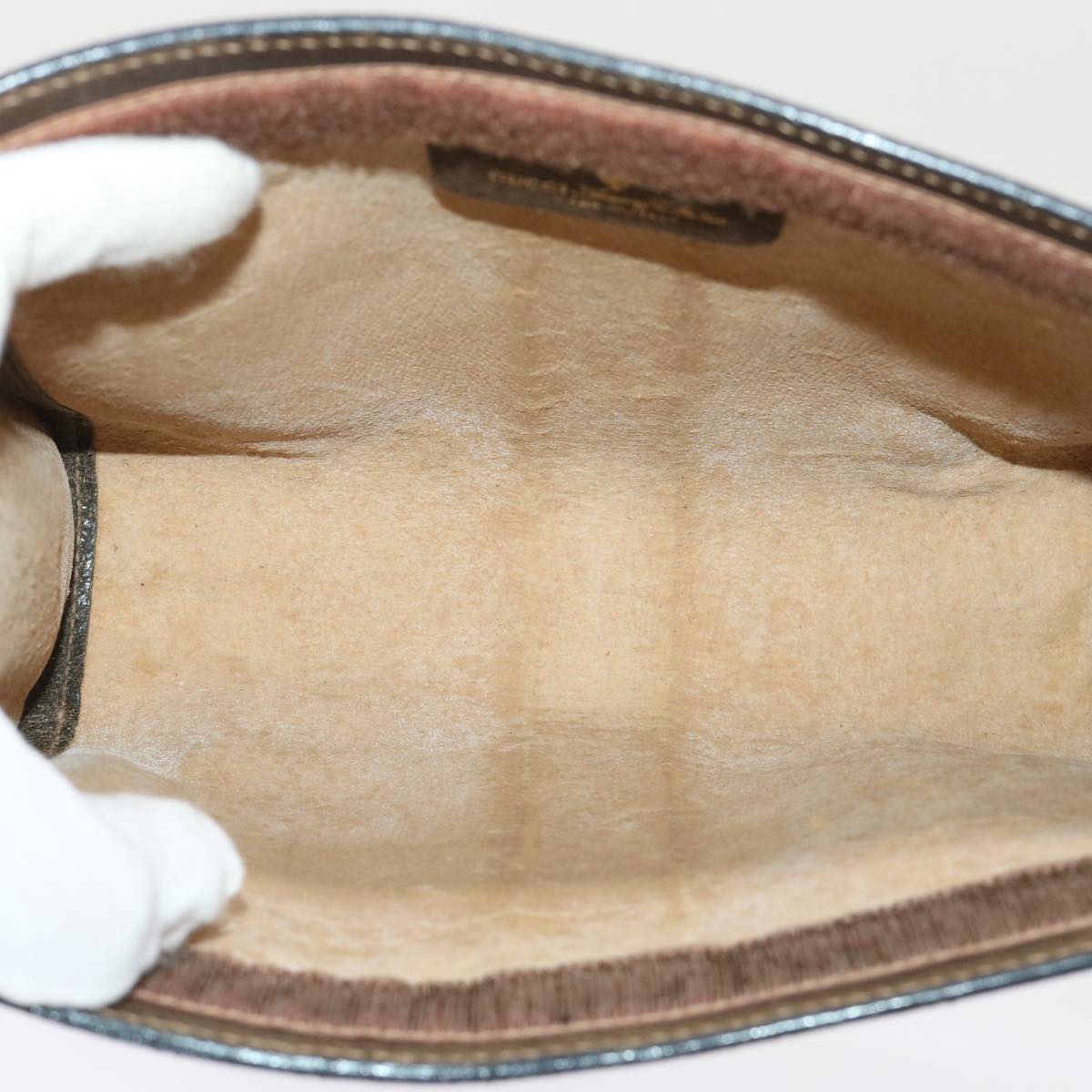 GUCCI GG Canvas Web Sherry Line Clutch Bag Beige Red 67•014•2125 th3776