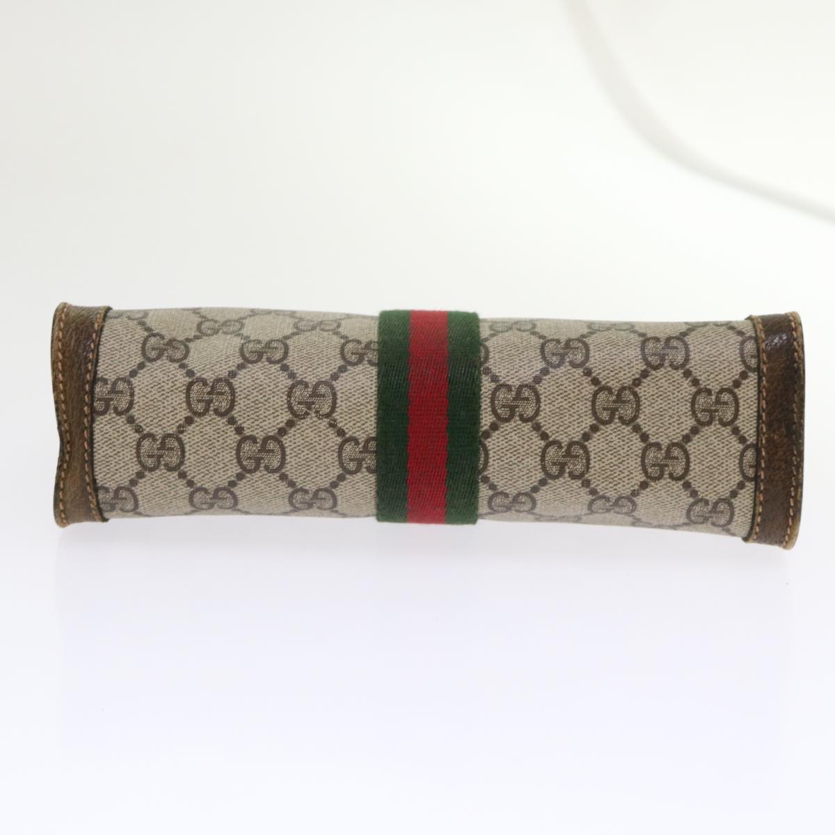 GUCCI GG Canvas Web Sherry Line Clutch Bag Beige Red 67•014•2125 th3776