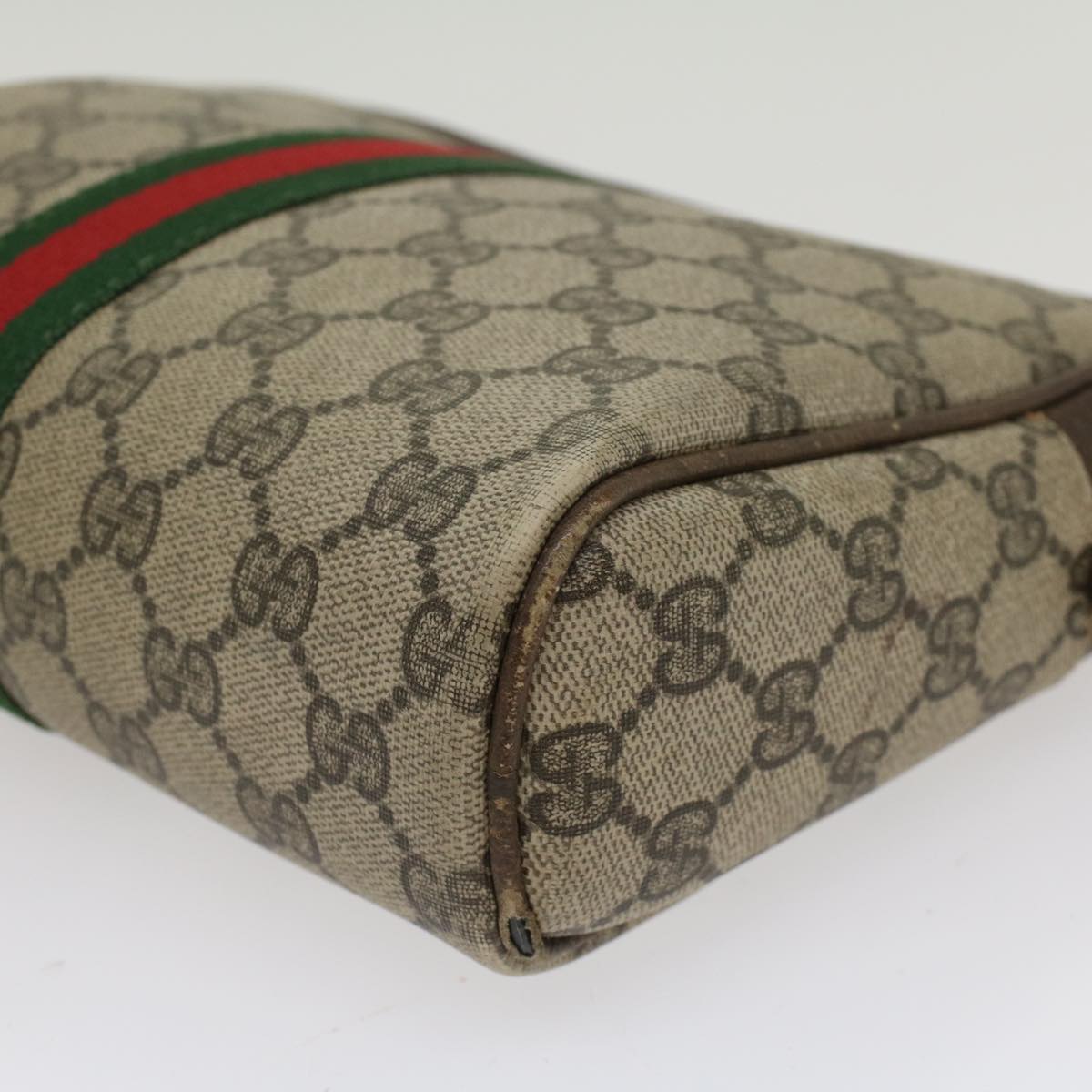GUCCI GG Canvas Web Sherry Line Clutch Bag Beige Red 27•004•998 th3783