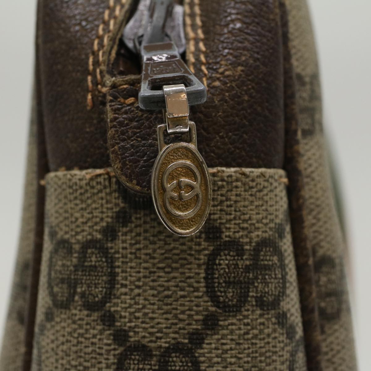 GUCCI GG Canvas Web Sherry Line Clutch Bag Beige Red 27•004•998 th3783